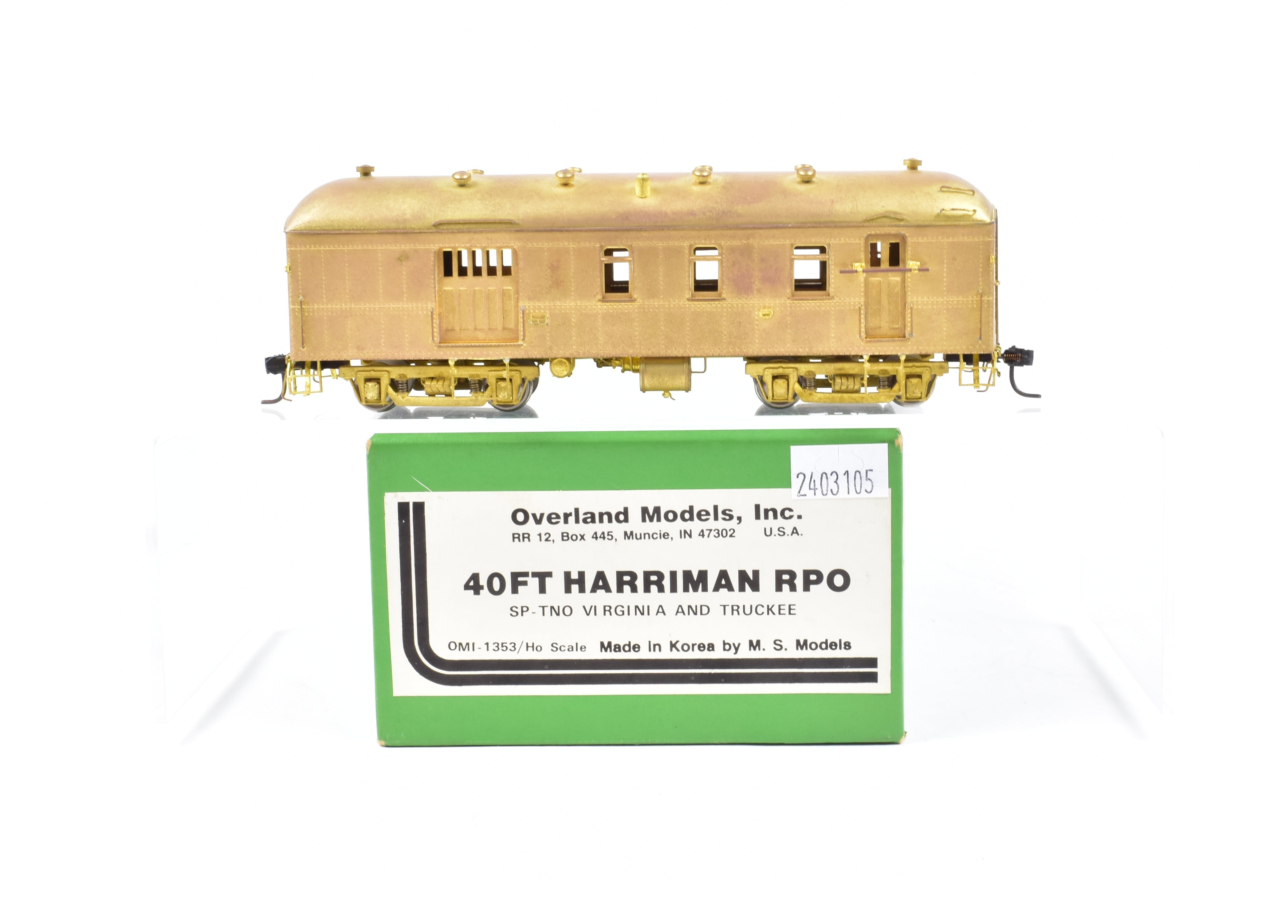 HO Brass OMI Overland 40' Harriman RPO for SP, T&NO, YV, V&T Railroads