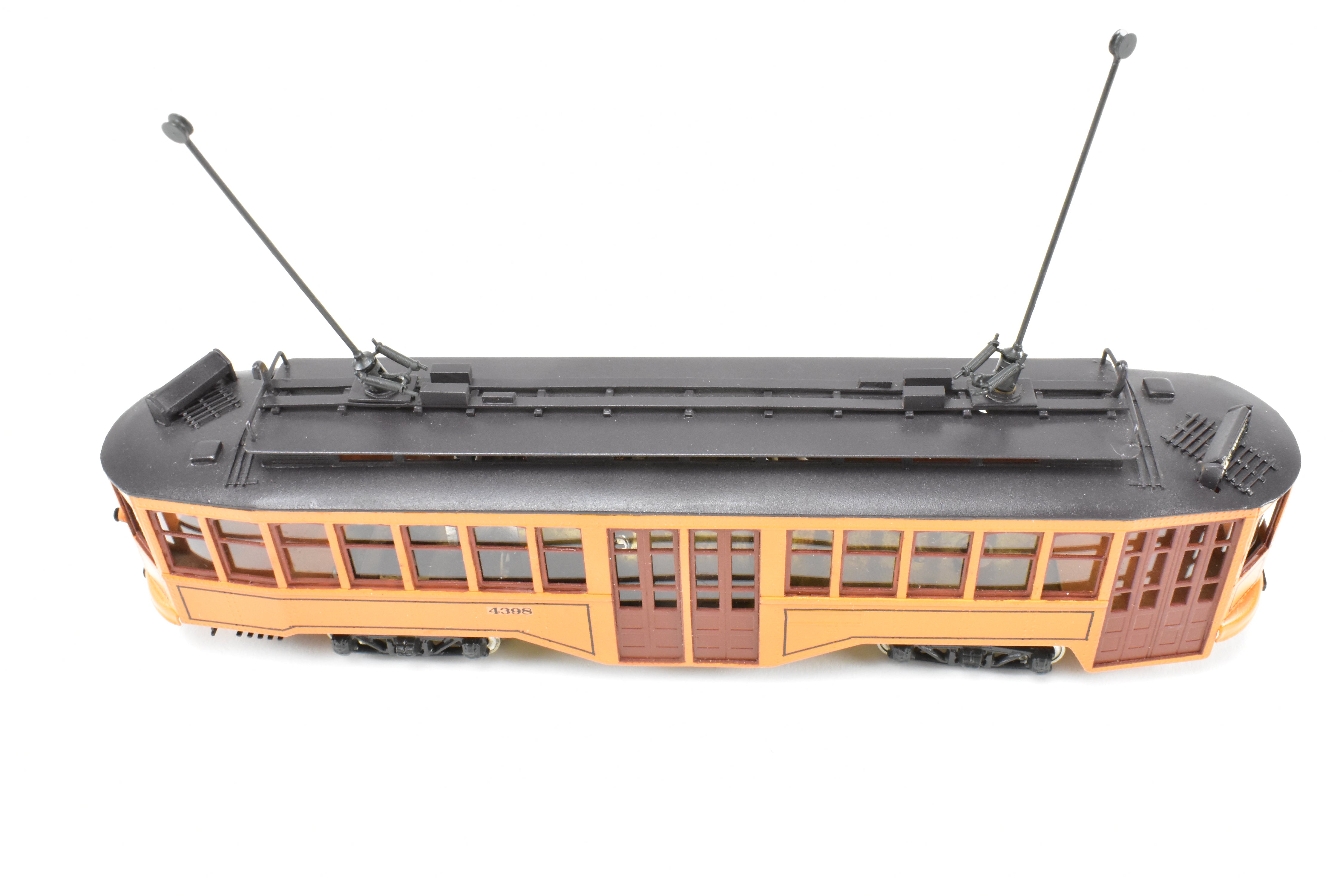 HO Scale Brass Custom-Painted Double-Ended Pittsburgh Railway Co. Jones Trolley Car #4398