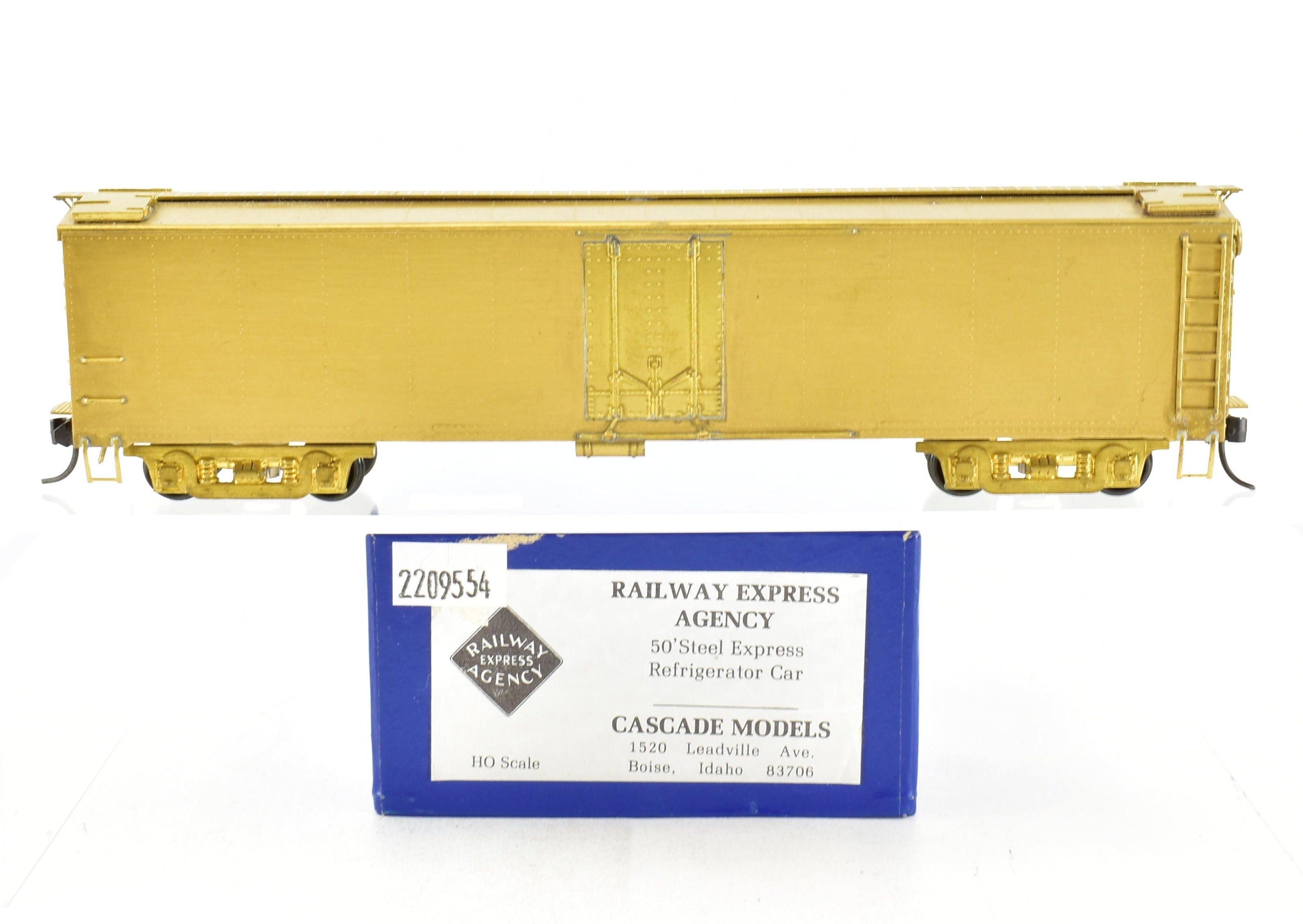 High - Quality HO Scale Brass Cascade Models Railway Express Agency (REA) 50 - Foot Steel Express Refrigerator Car for Model Trains