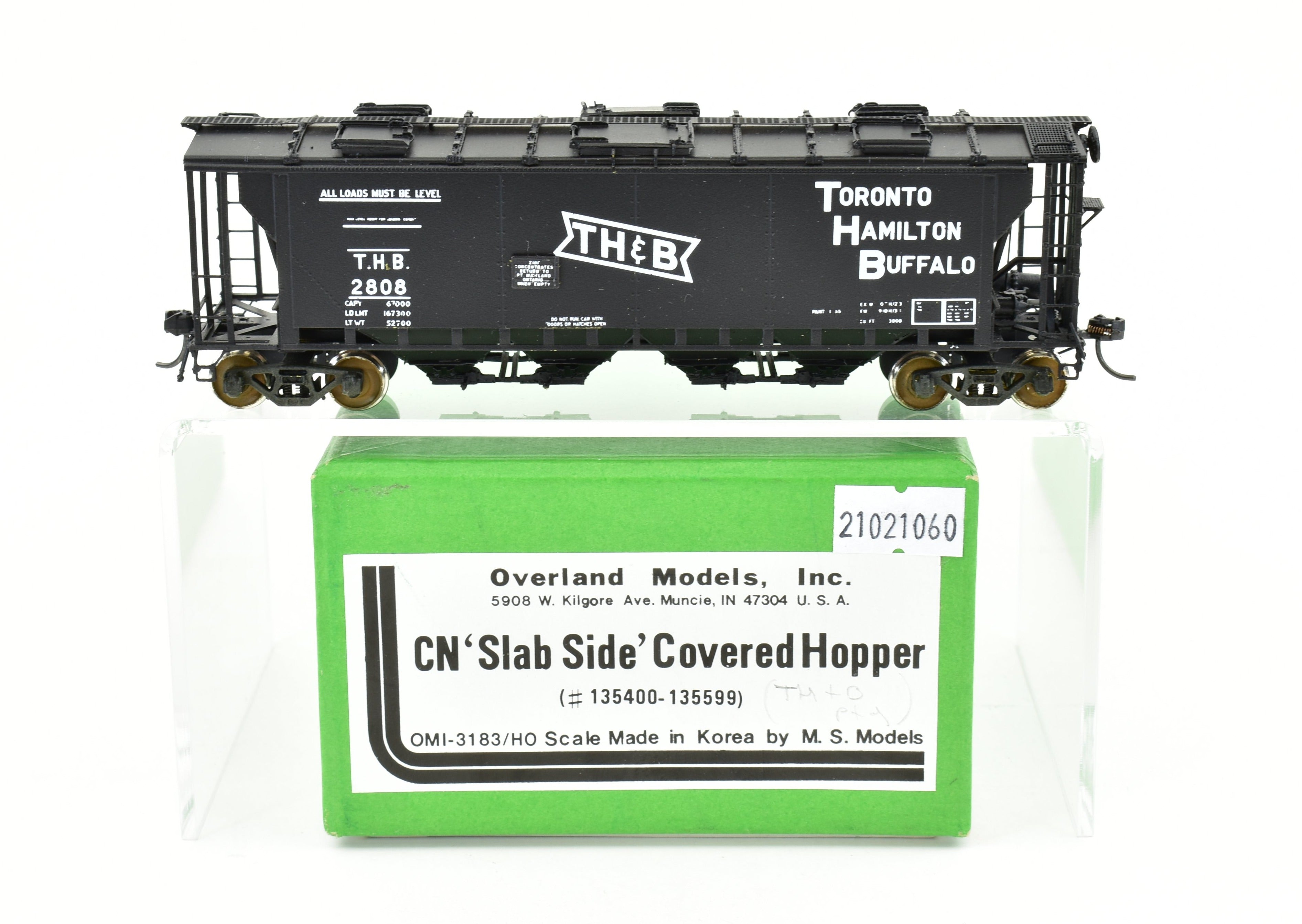 OMI HO Brass Custom Painted TH&B - CN Slab Side Covered Hopper Model