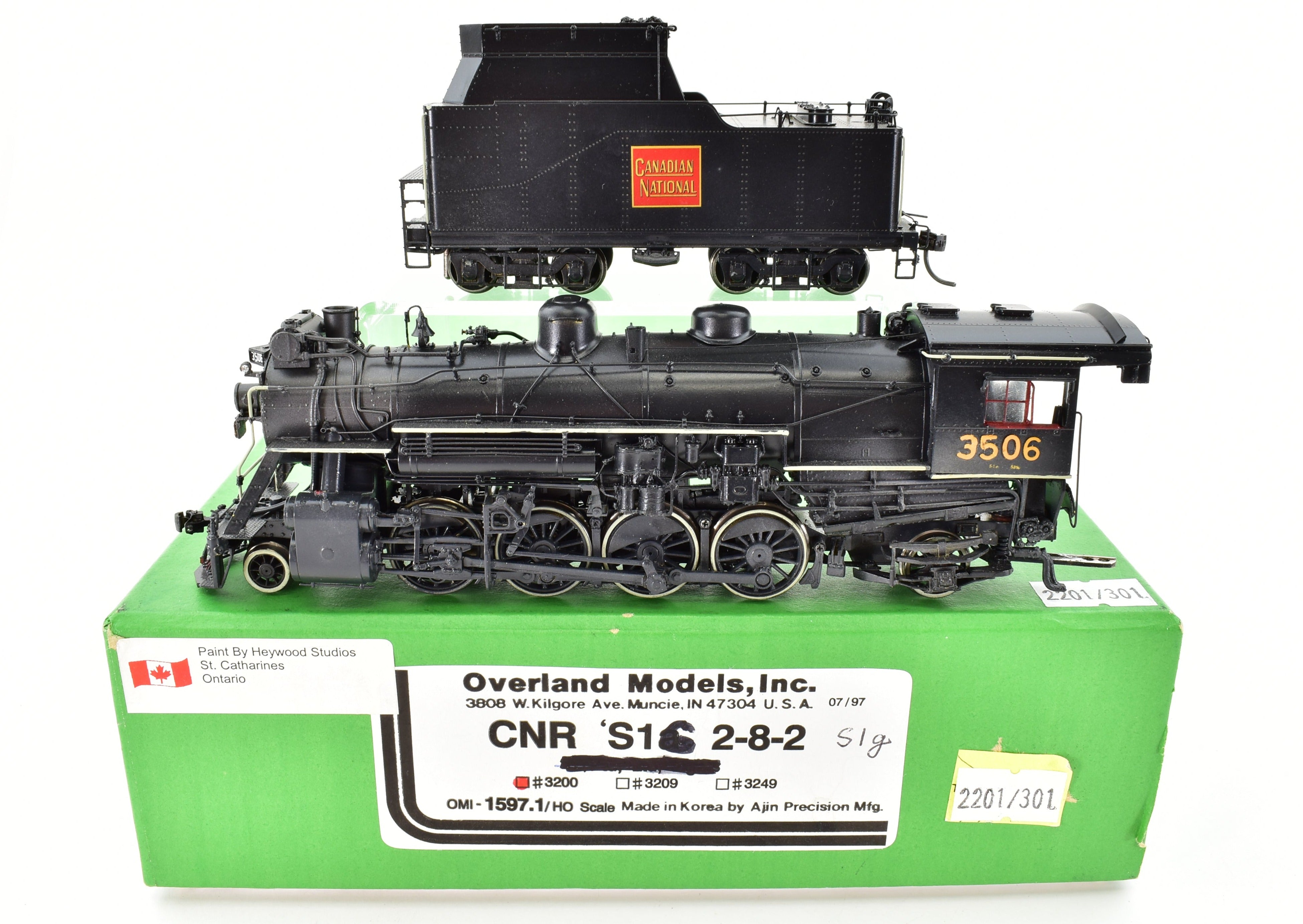HO Scale Brass OMI Overland Models CNR S-1g 2-8-2 #3506 Pro-Painted Train Model