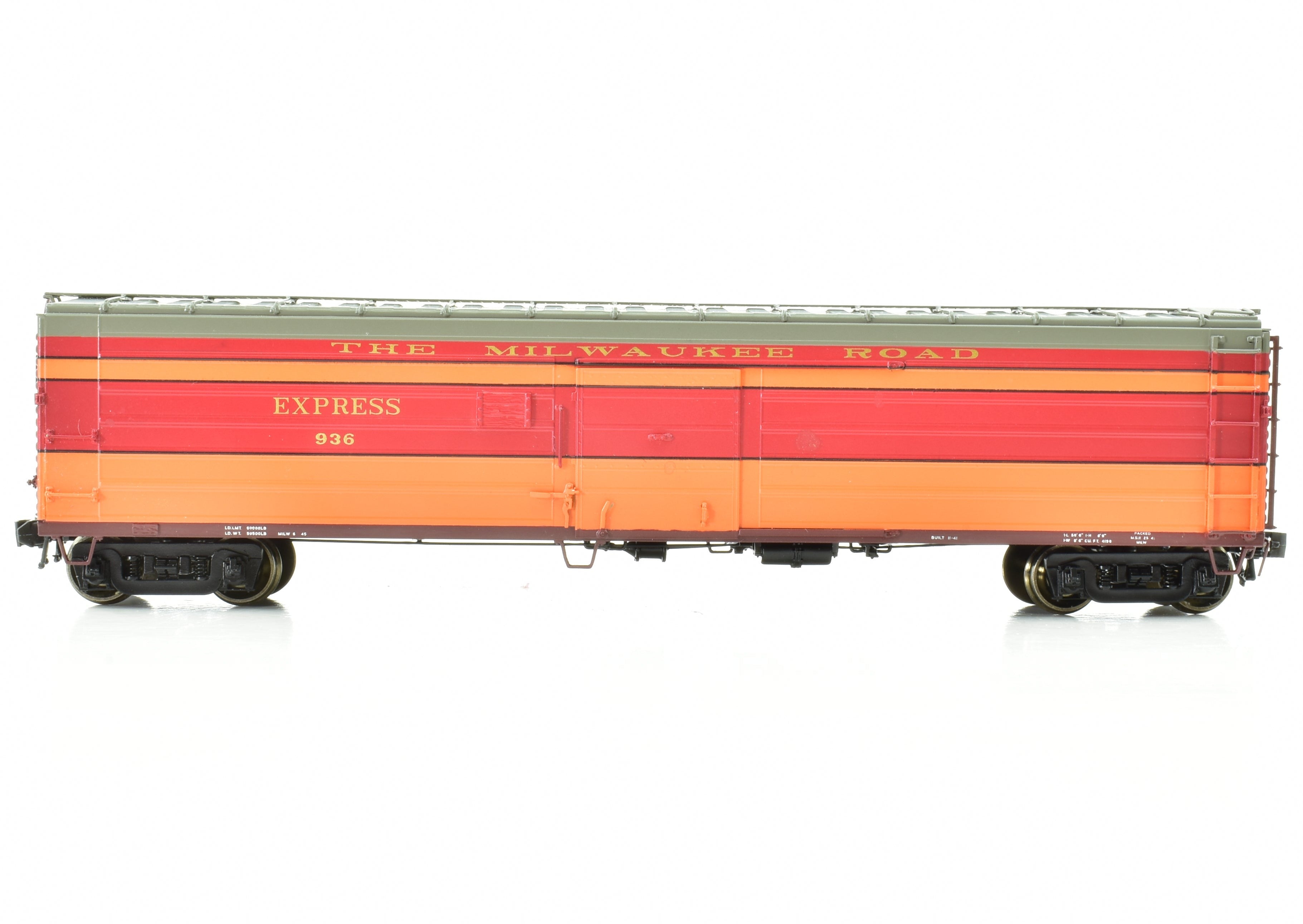 HO Scale Brass Milwaukee Road 50' Passenger Express Boxcar #936 Factory Painted