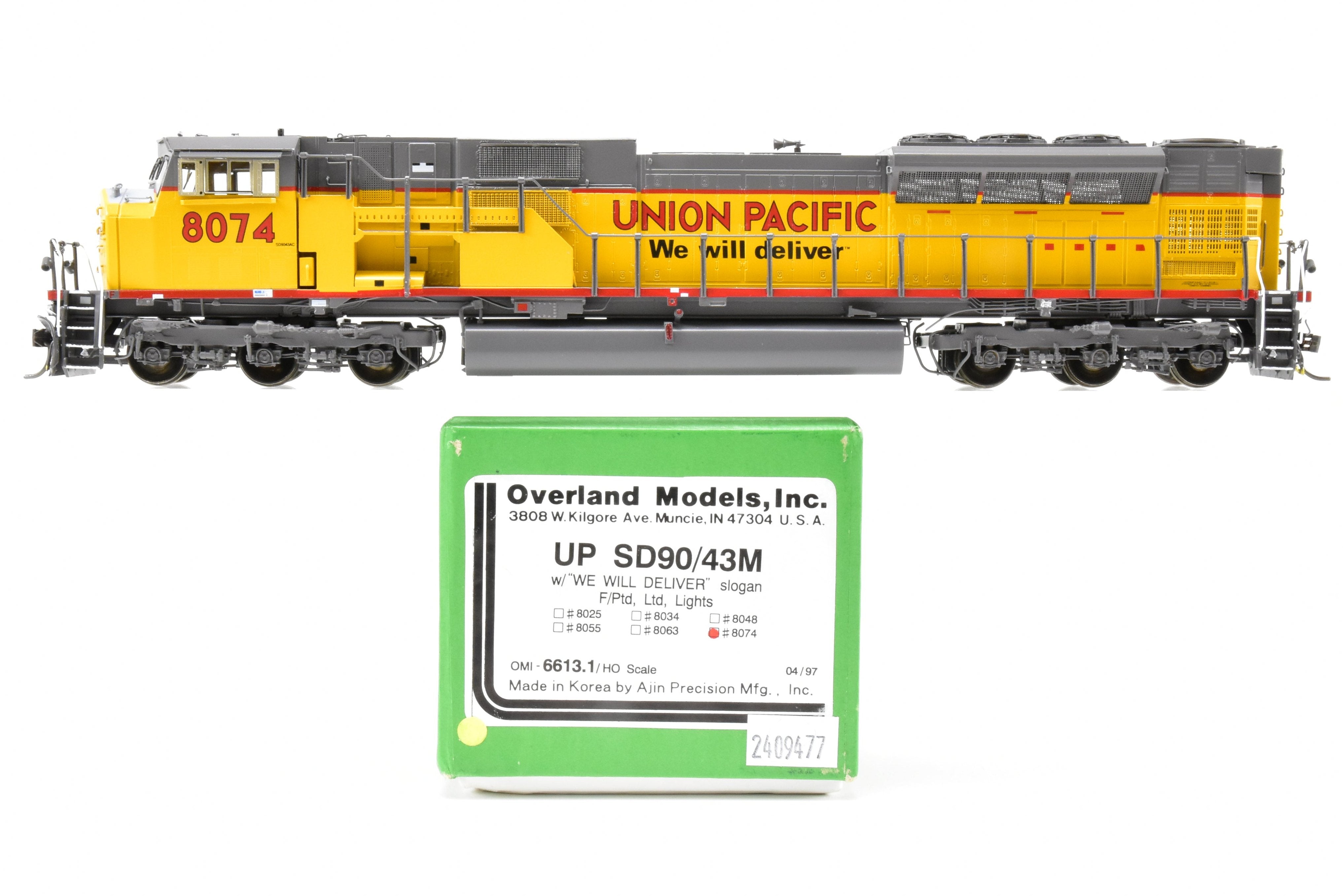 HO Scale Brass Union Pacific EMD SD90/43M Model Train with 'We Will Deliver' Slogan, FP #8074 by Overland Models, Inc.