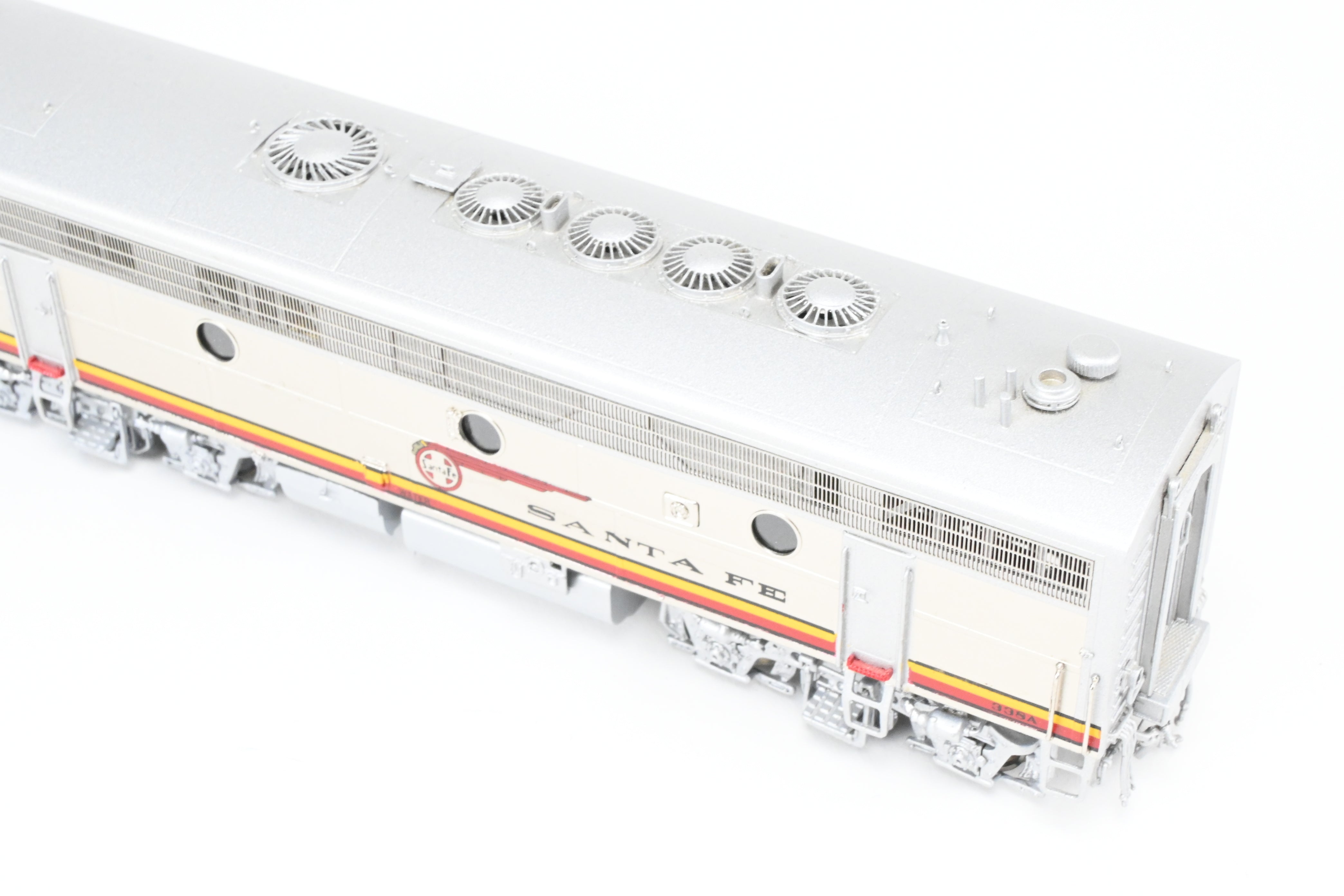 HO Scale Brass Model Train Set - Overland Models Inc. ATSF - Santa Fe EMD F7 A - B - B - A Set #1 (1950's Era FP) with Cars #42L, 42A, 42B, 42C