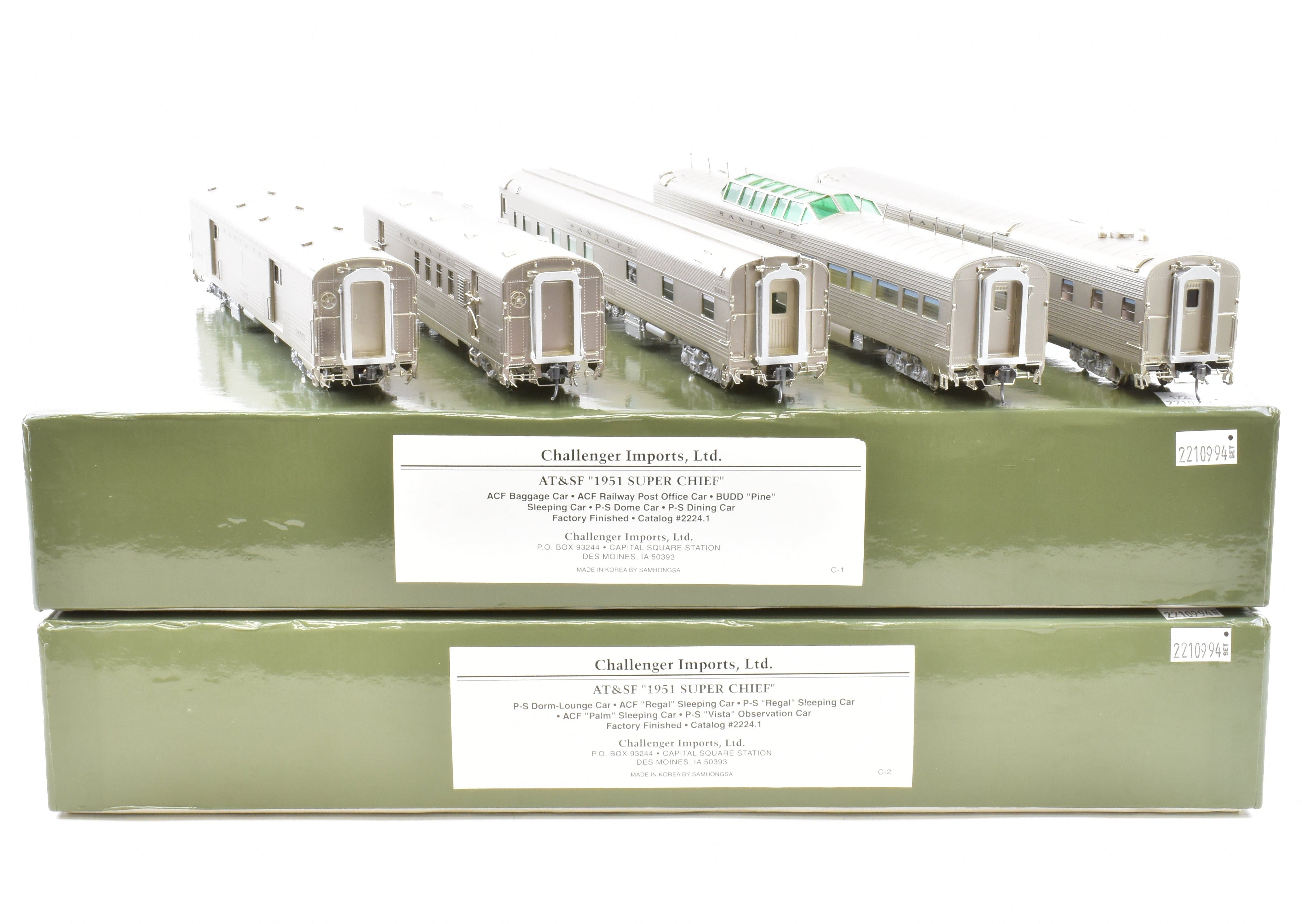 High - Quality HO Scale Brass Train Car Set - Challenger Imports ATSF - Santa Fe 1951 Super Chief 10 - Car Collection