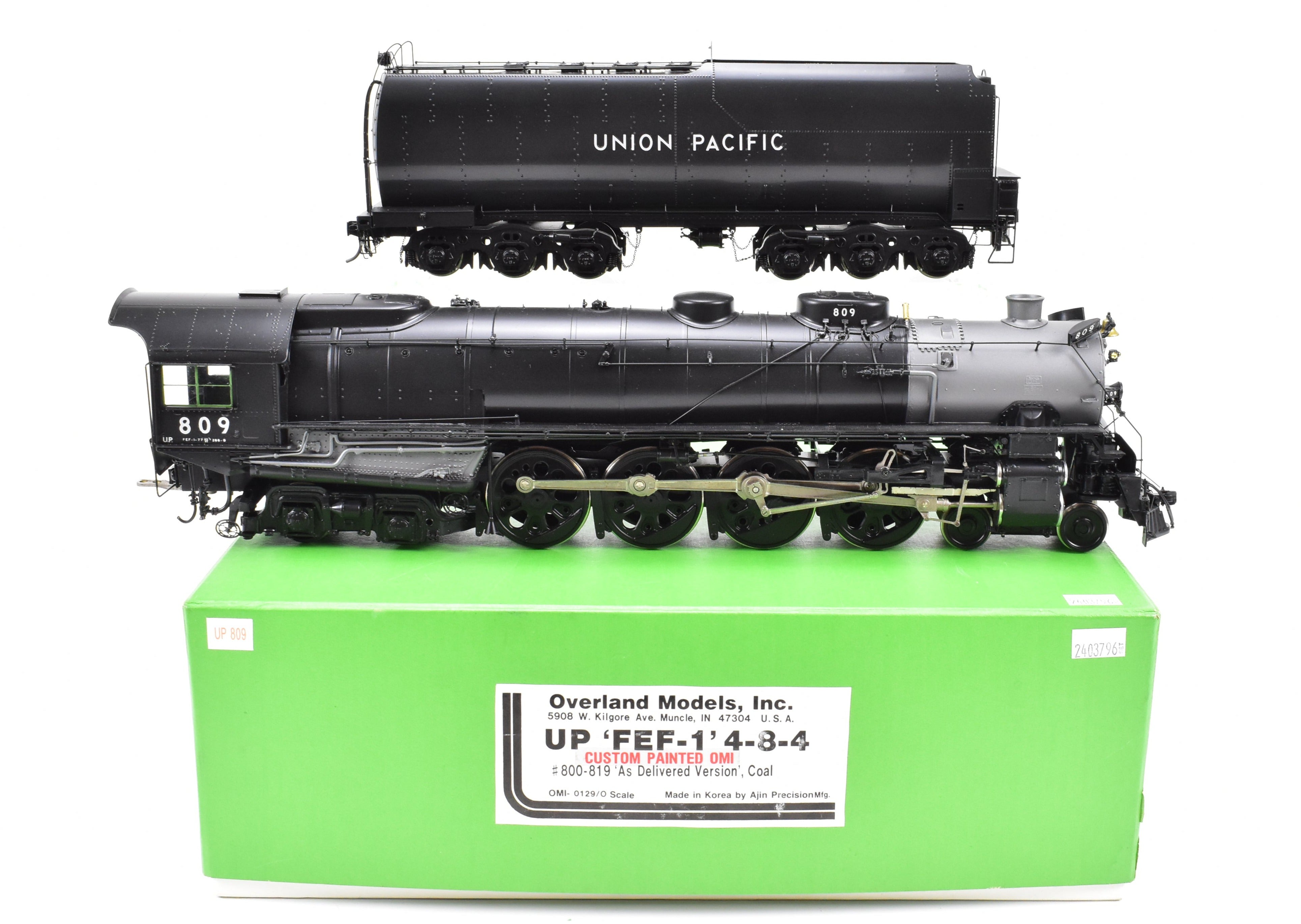 O Scale Brass Model Train - Overland Models, Inc. Union Pacific FEF - 1 4 - 8 - 4 Factory Painted Locomotive No. 809 As - Delivered