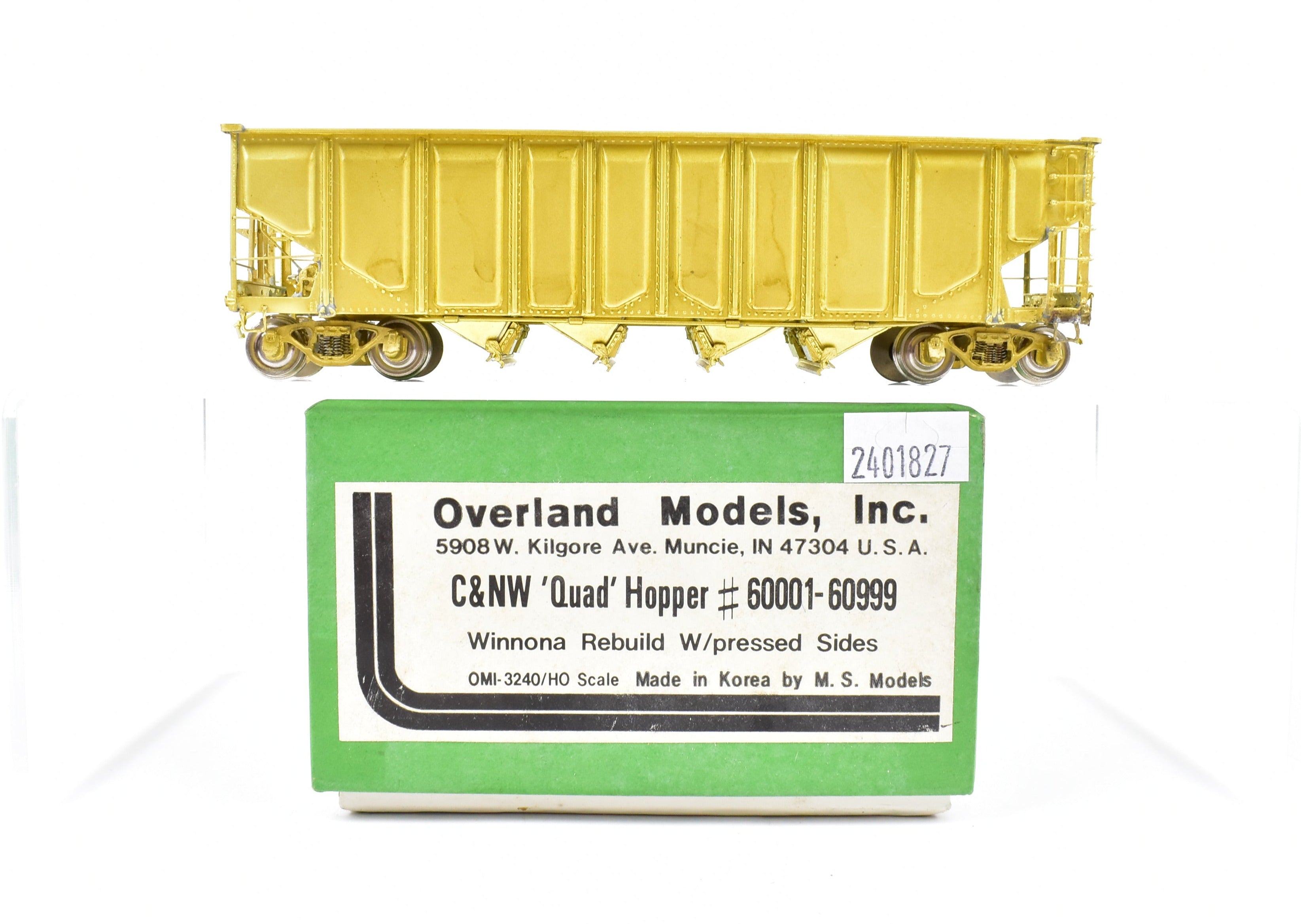 HO Scale Brass Quad Hopper Model by Overland Models, Inc. - Chicago & North Western C&NW #60001 - 60999 Winnona Rebuild with Pressed Sides for Model Train Enthusiasts