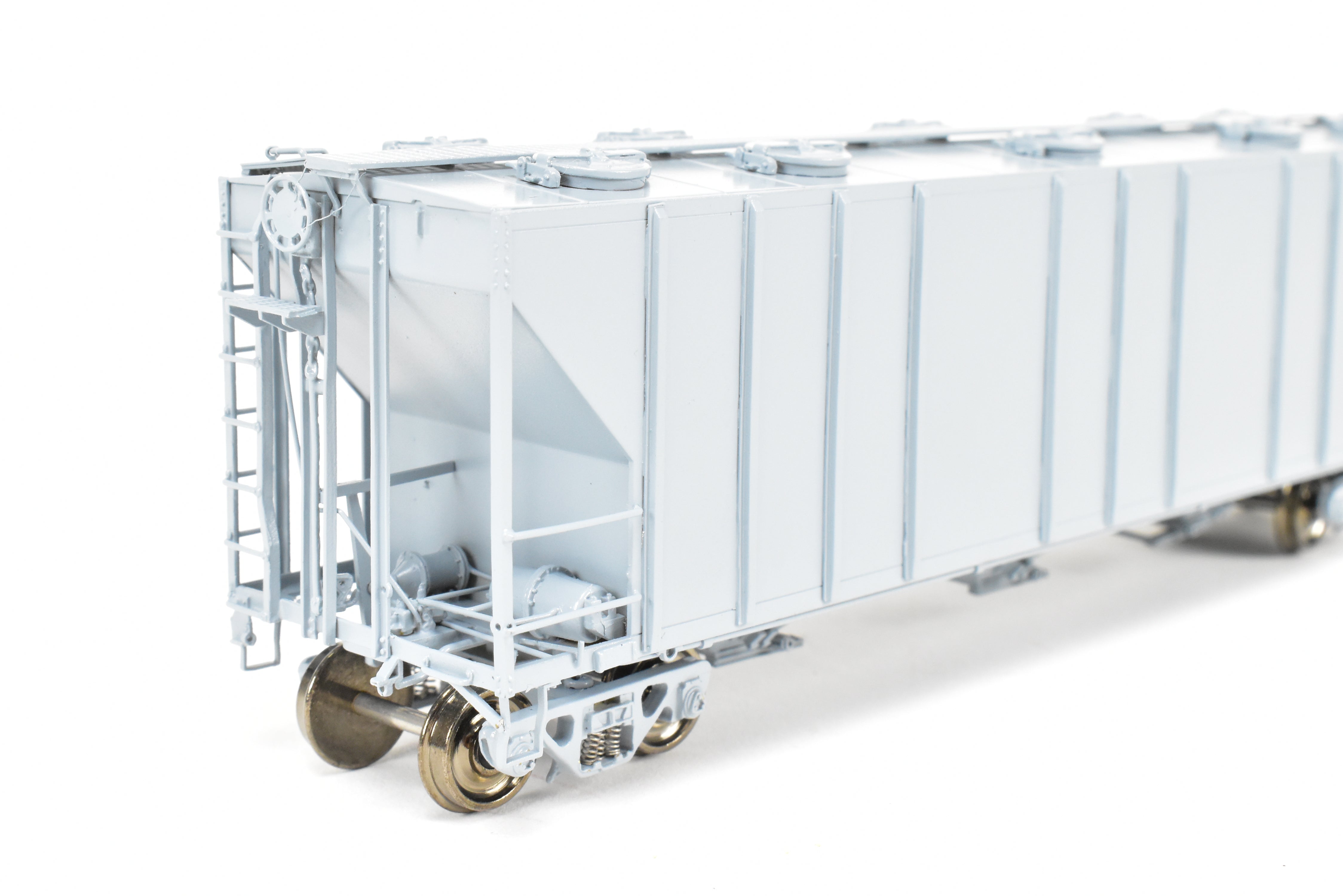 HO Brass OMI PS-2 Central Discharge Covered Hopper Car, Scalecoat #20 Gray Unlettered