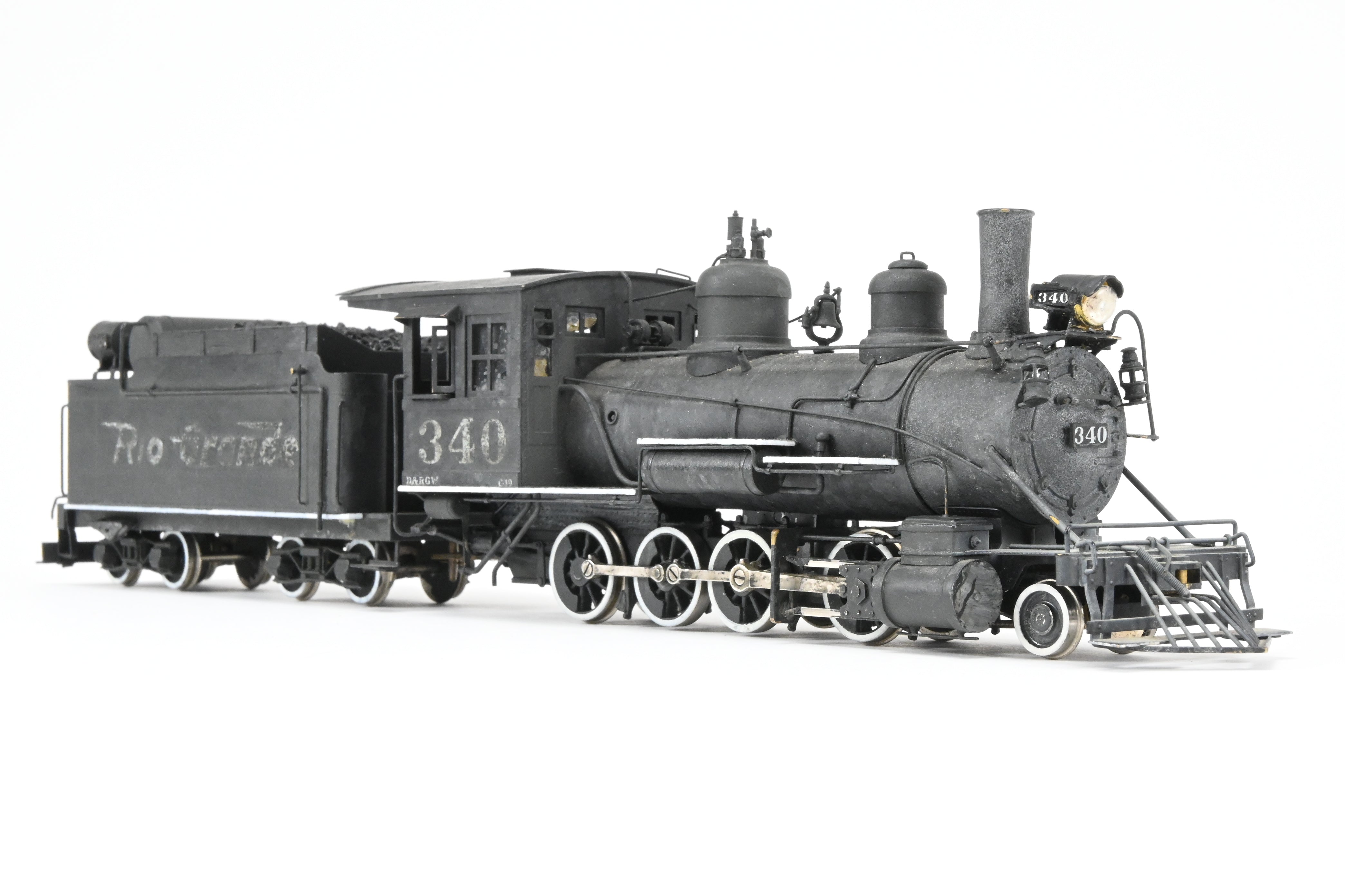 On3 Scale Brass Balboa Model Train - Denver & Rio Grande Western C-19 2-8-0 Class, Weathered CP #340 Replica