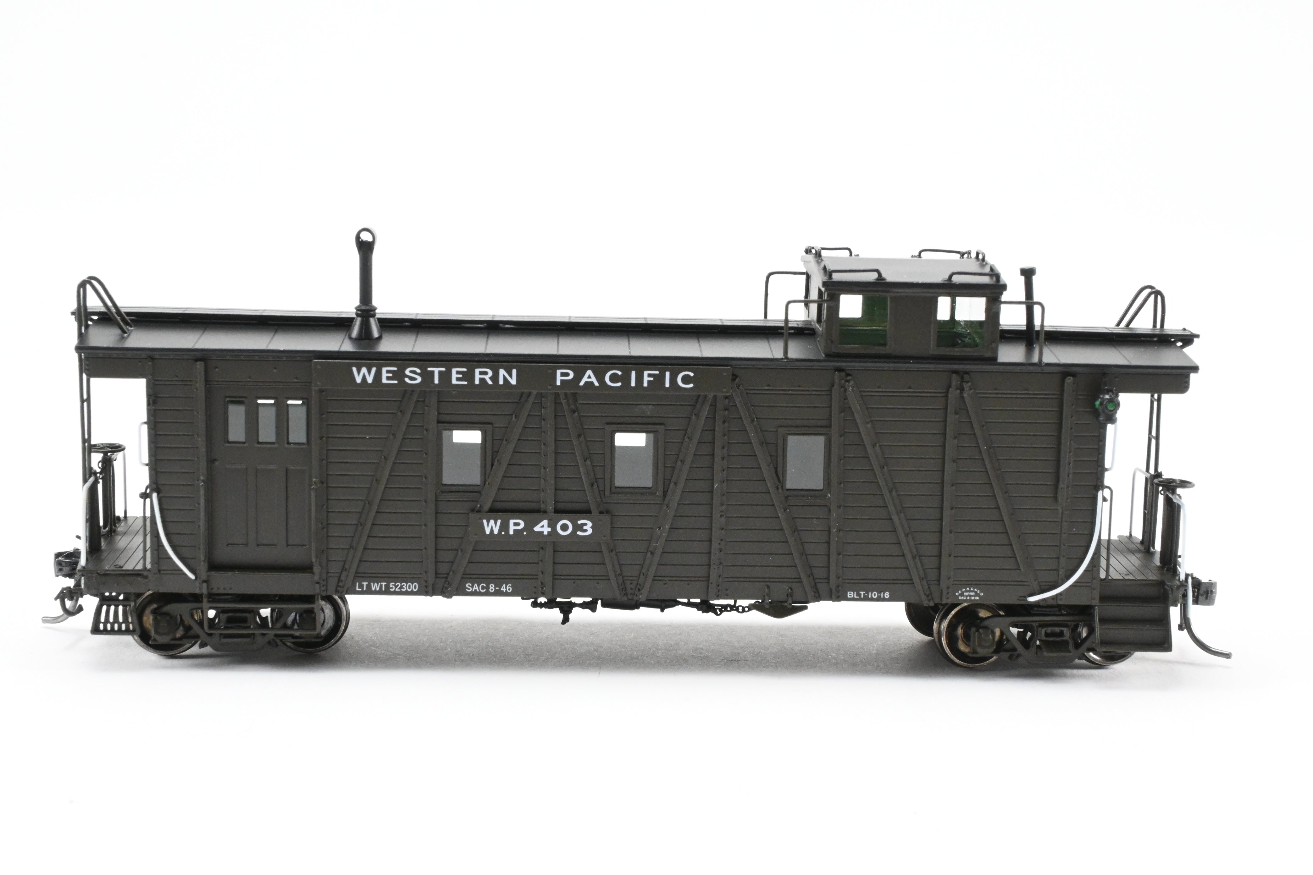 HO NEW Brass North Bank Line WP Western Pacific #403 Pullman Green Caboose with Side Door