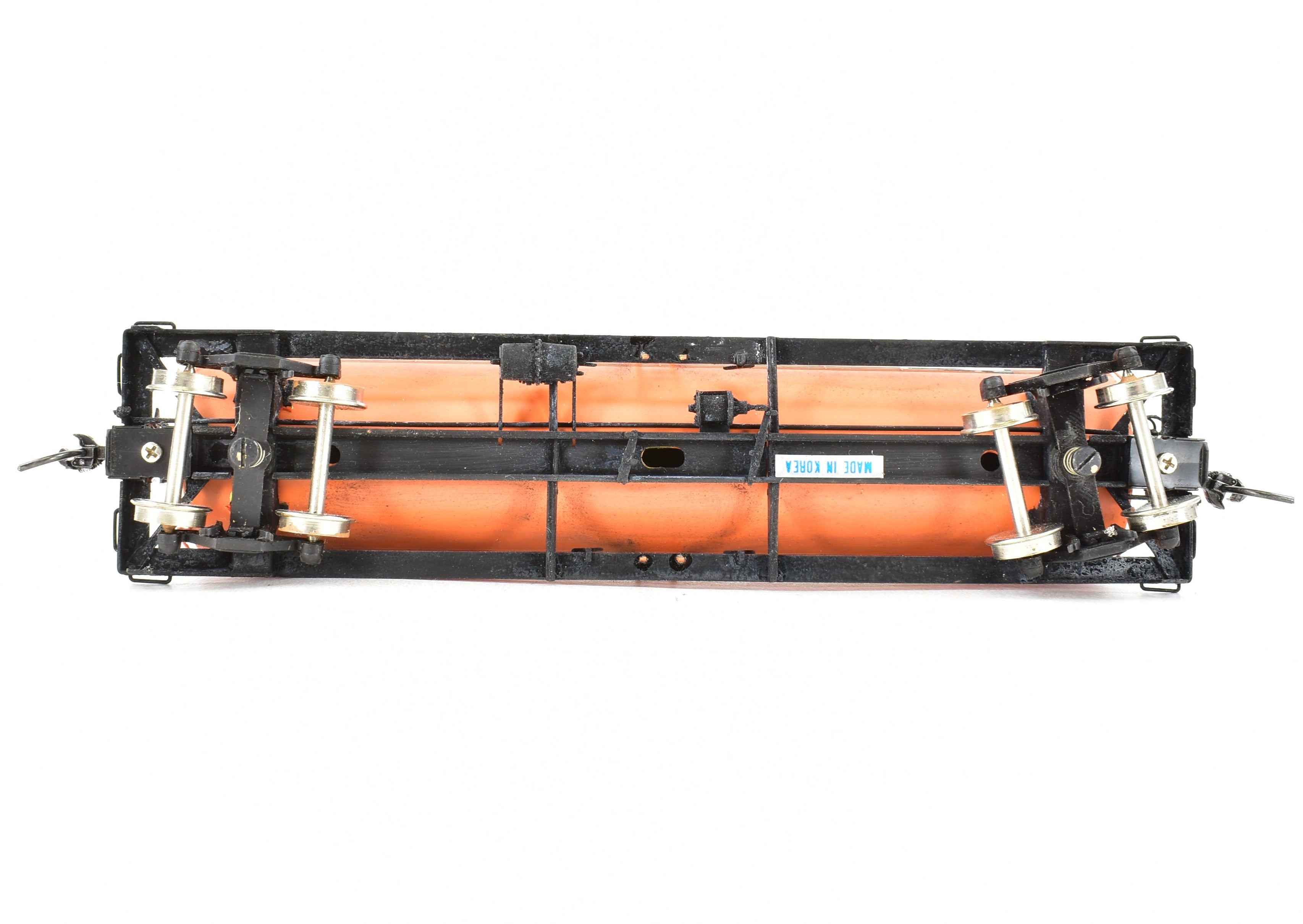 HO Scale Brass Precision Scale Co. 12,000 Gallon Weathered Orange Hooker Chemicals Tank Car Model with FP Design
