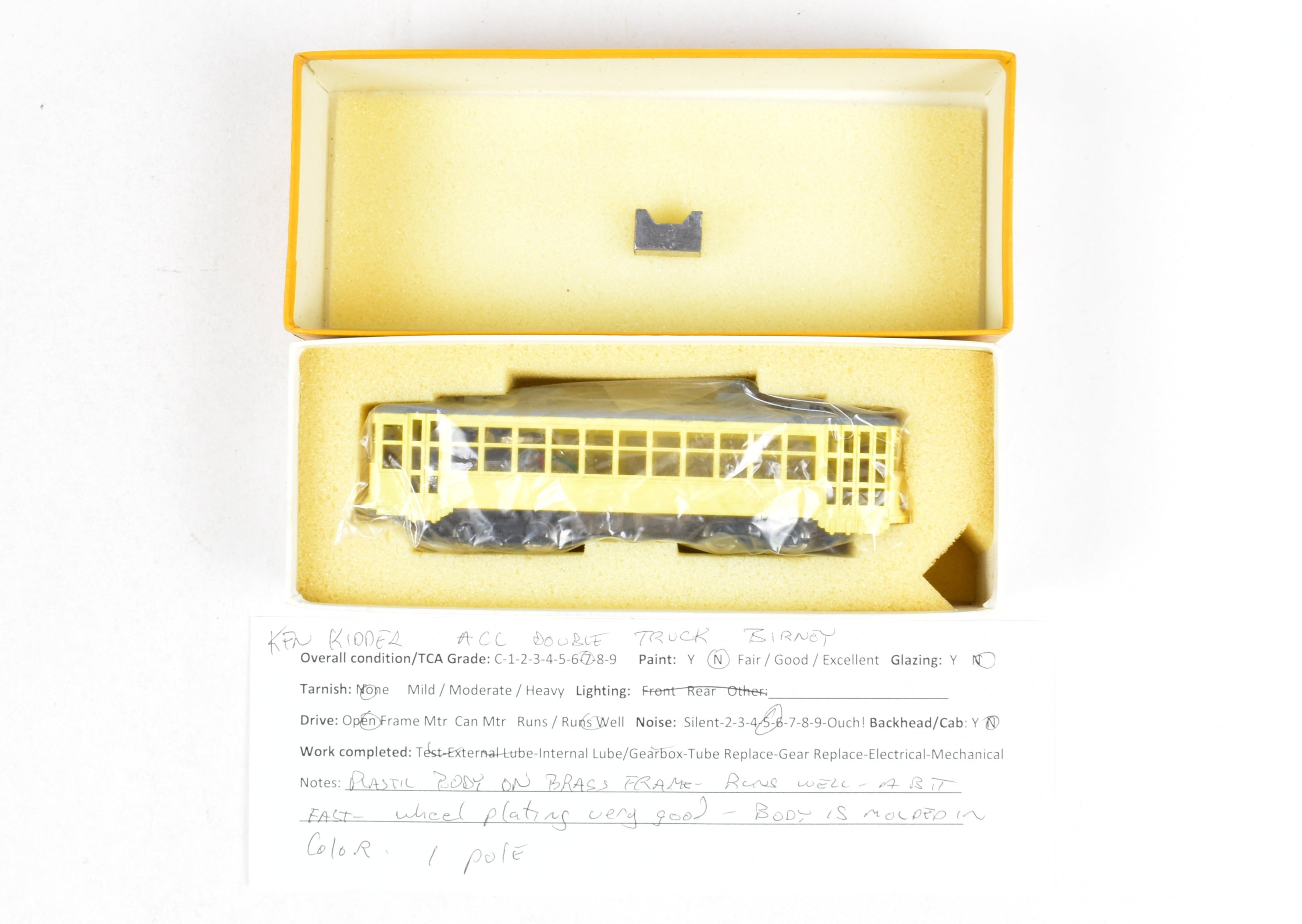HO Scale American Car Co. Double - Truck Birney Trolley Model by Ken Kidder with Painted Plastic Body