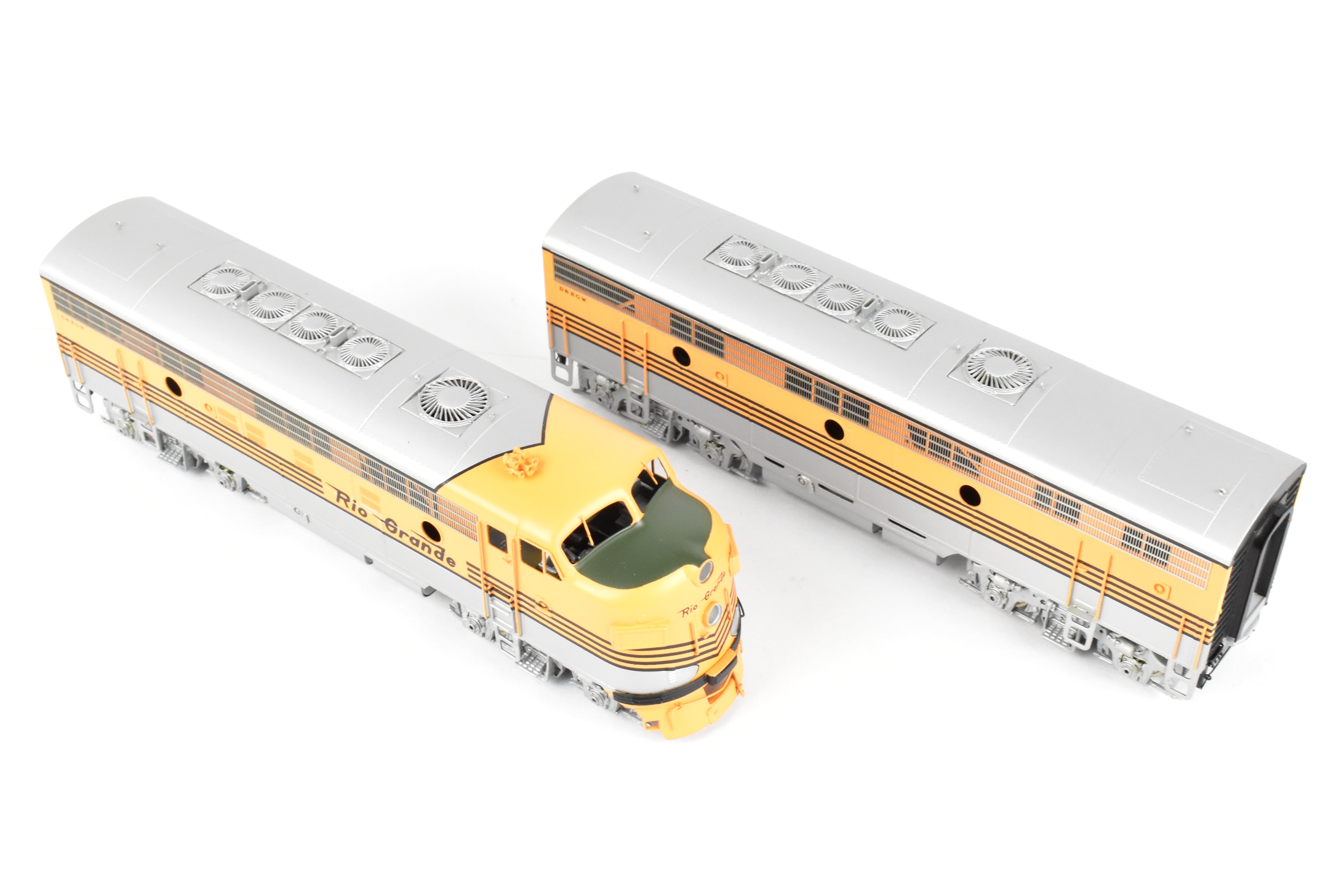 HO Brass Oriental Limited D&RGW EMD F7 A/B/B/A Set, 1500 HP, 5-Stripe Paint