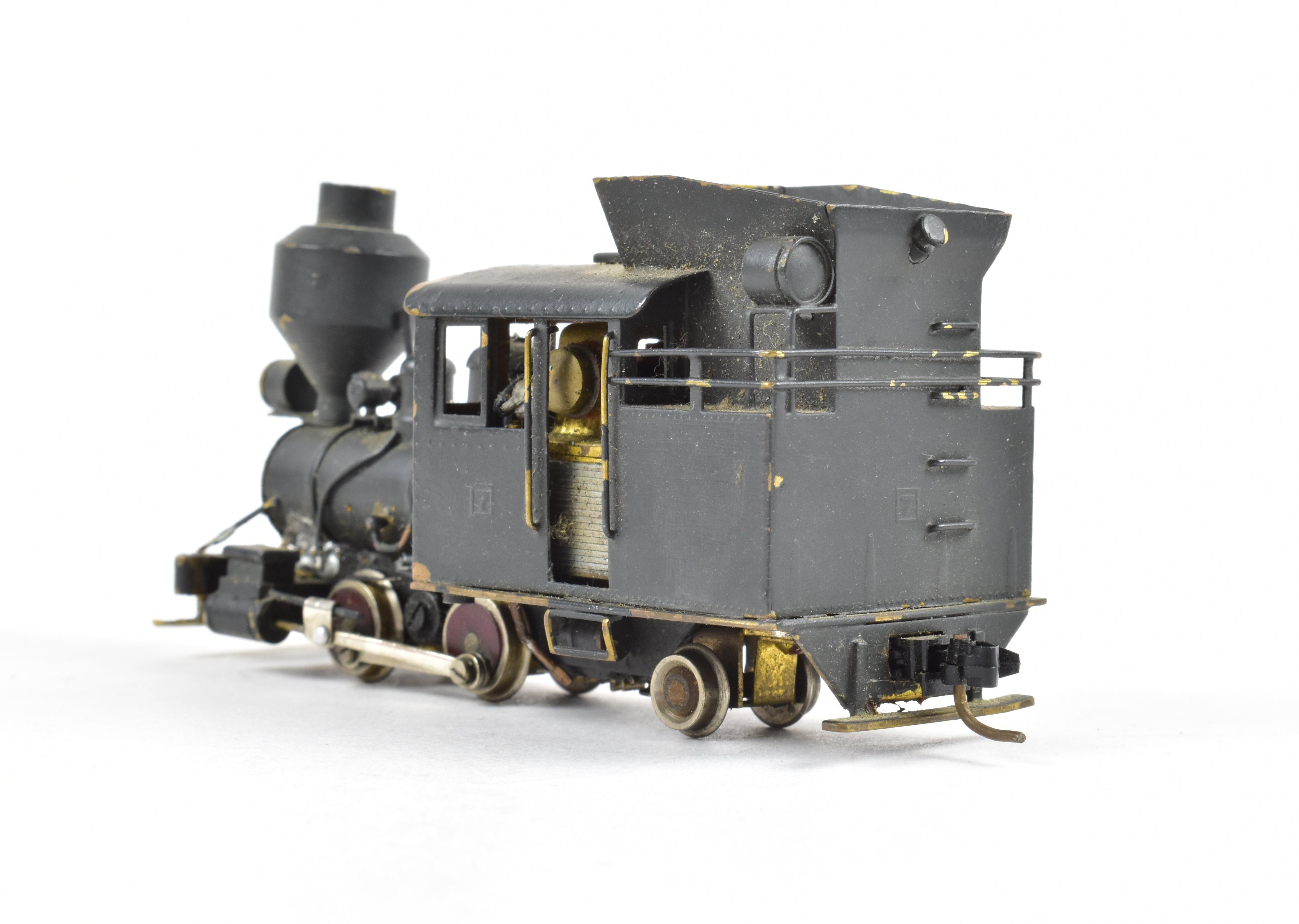 HOn3 Scale Brass Westside Model Co. Custom Painted Baldwin 0 - 4 - 2T Logging Locomotive Model with Various Road Features, Sold As - Is