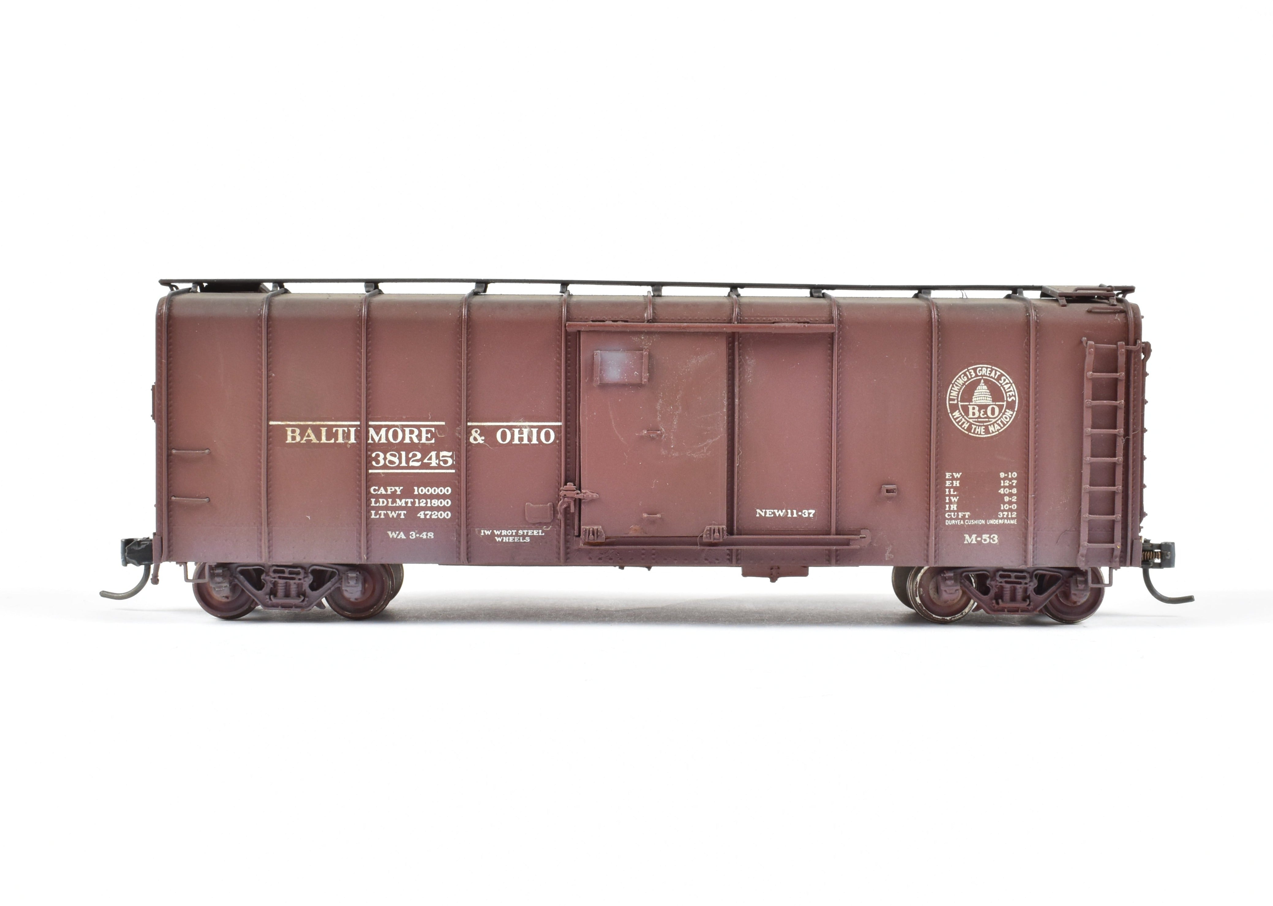 HO Brass OMI B&O M-15 Wagon Top Boxcar, Custom Painted & Weathered