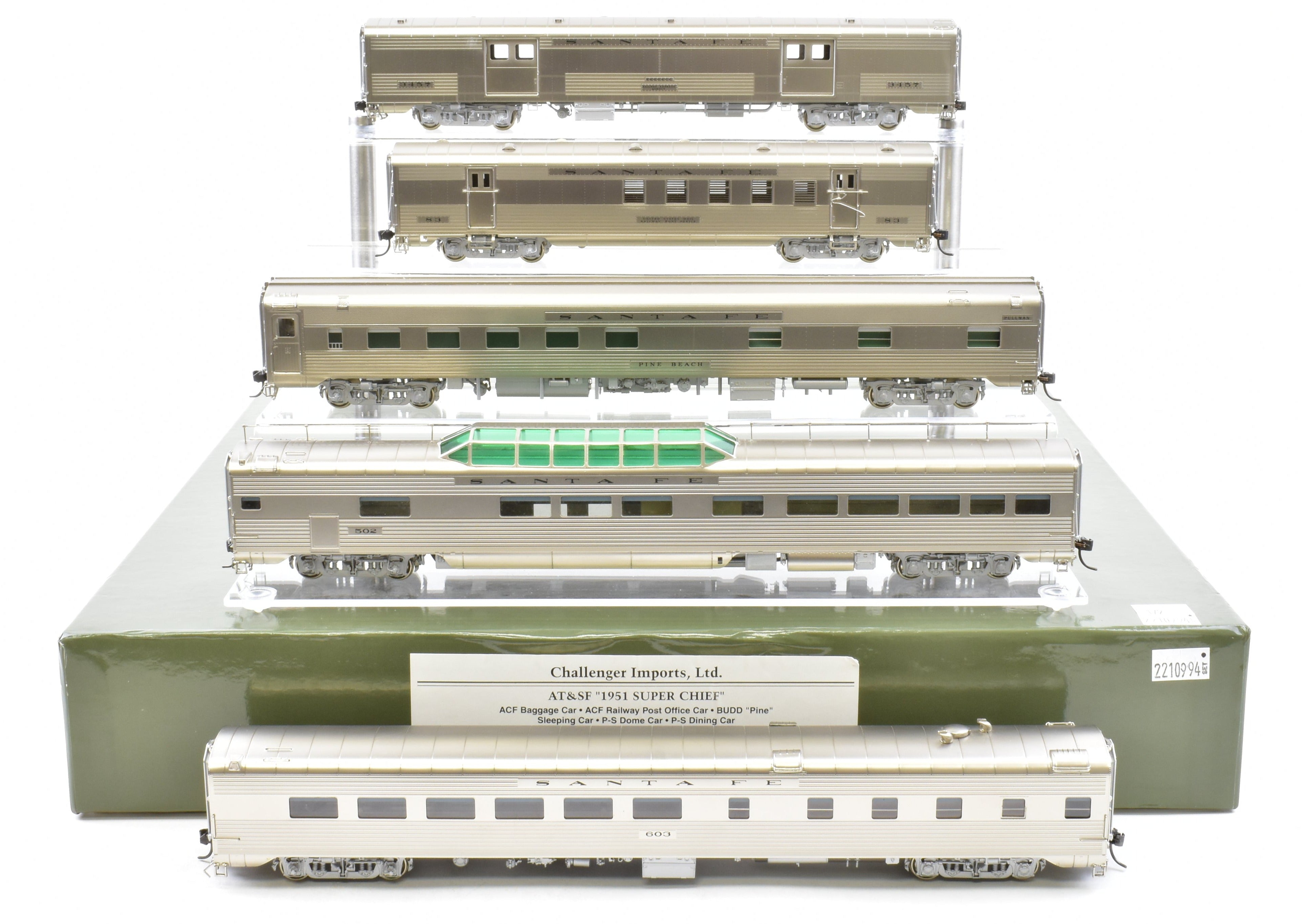 High - Quality HO Scale Brass Train Car Set - Challenger Imports ATSF - Santa Fe 1951 Super Chief 10 - Car Collection