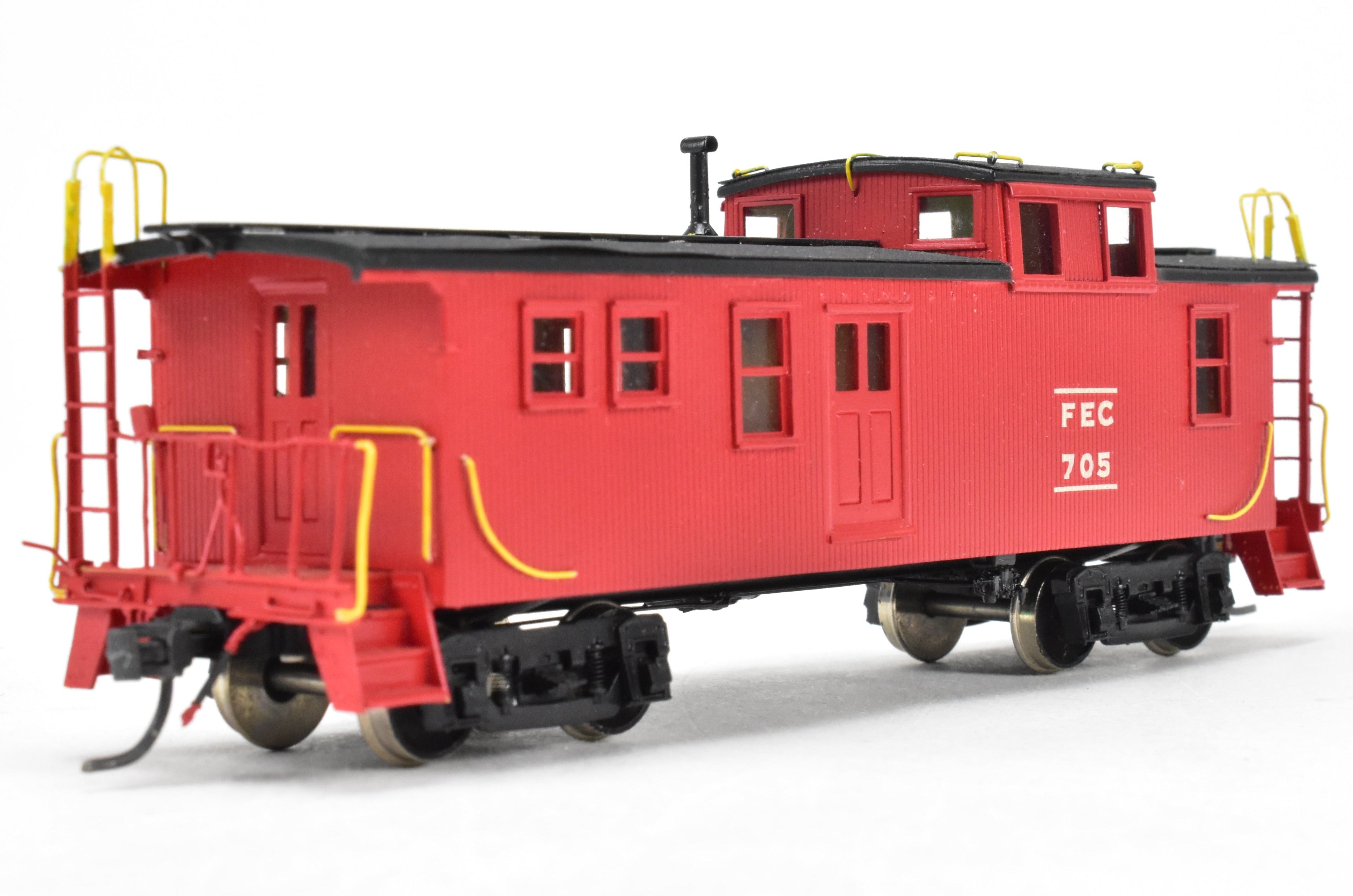 HO Scale Brass Model Train Caboose - OMI (Overland Models, Inc.) Florida East Coast Wood Side - Door Caboose, Car Number 705