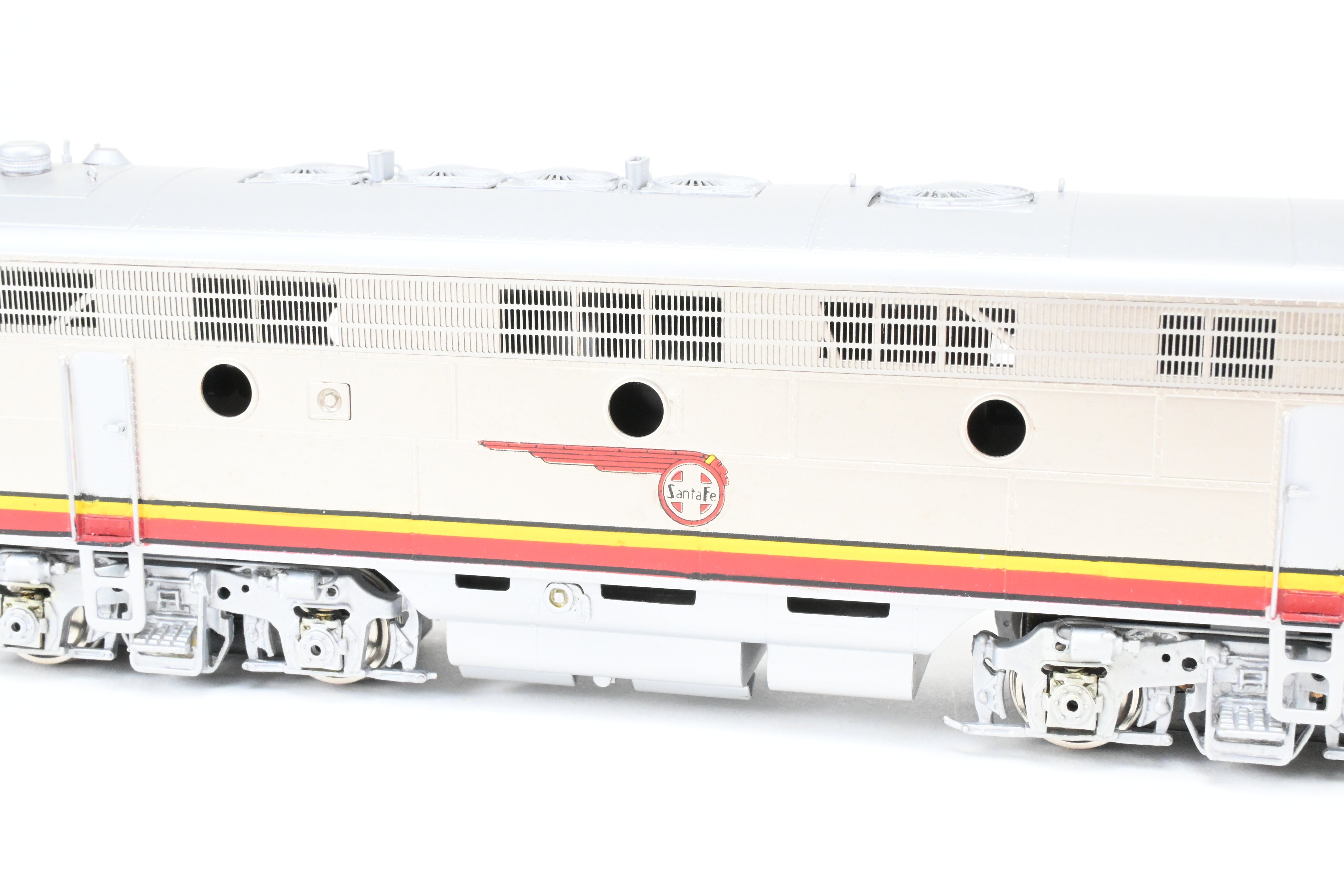 HO Scale Brass Model Train Oriental Limited ATSF - Santa Fe EMD F7 Phase II 1500 HP A/B/B/A Set with Factory Plated and Painted Finish