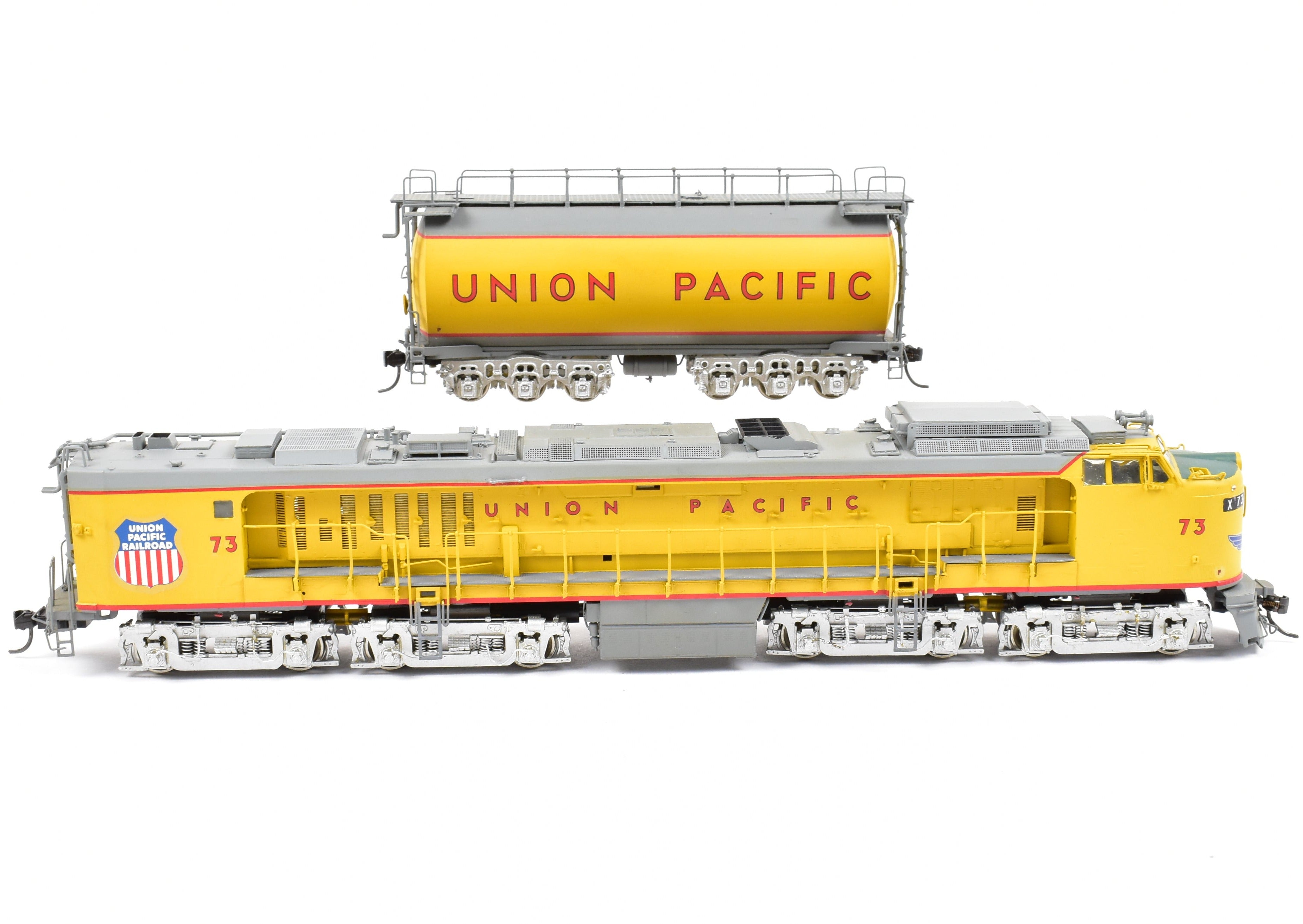 HO Brass OMI UP Union Pacific Veranda Turbine Round Tender #73 Custom Painted