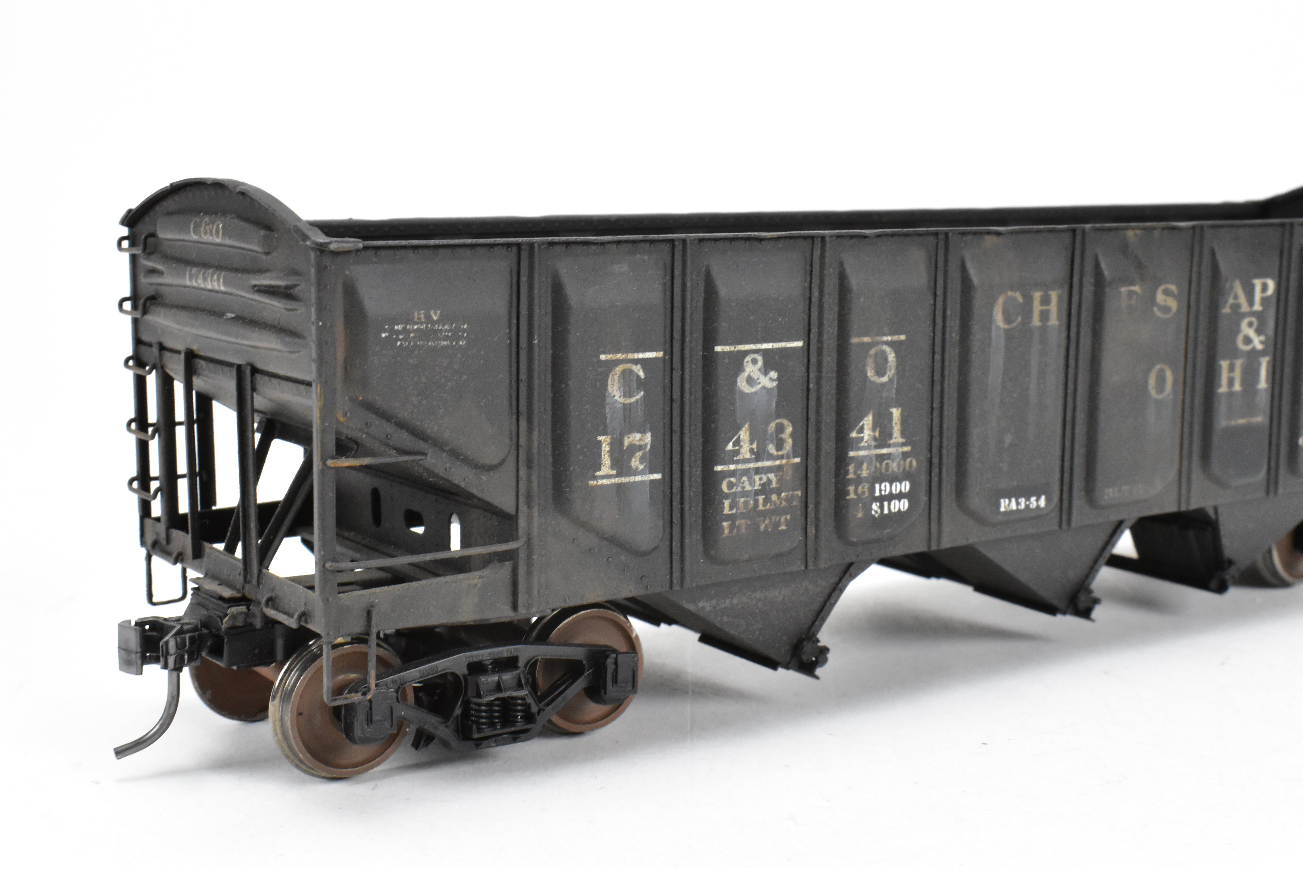 O Scale Custom Weathered Brass C&O 70 Ton Triple Hopper with Rounded Ends