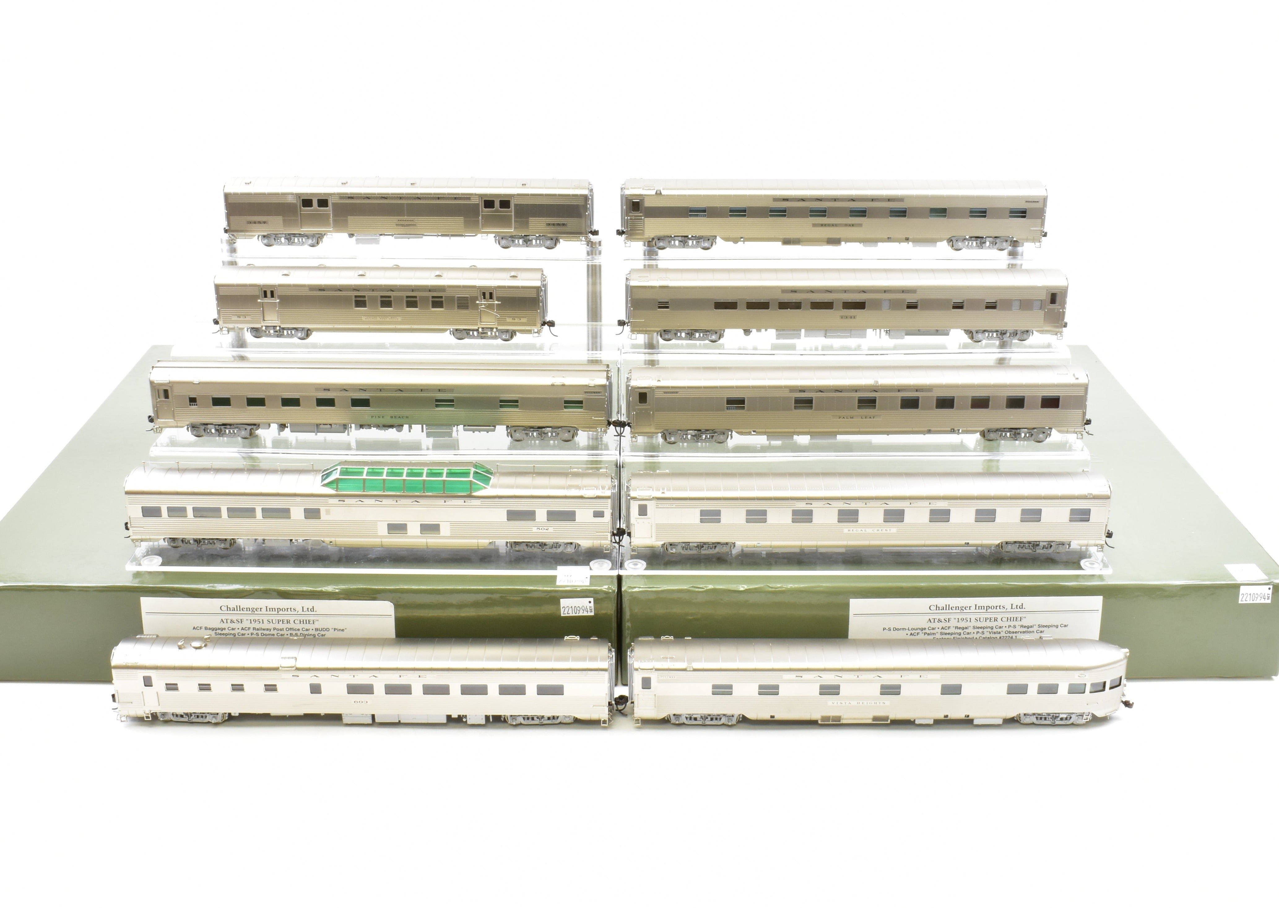 High - Quality HO Scale Brass Train Car Set - Challenger Imports ATSF - Santa Fe 1951 Super Chief 10 - Car Collection