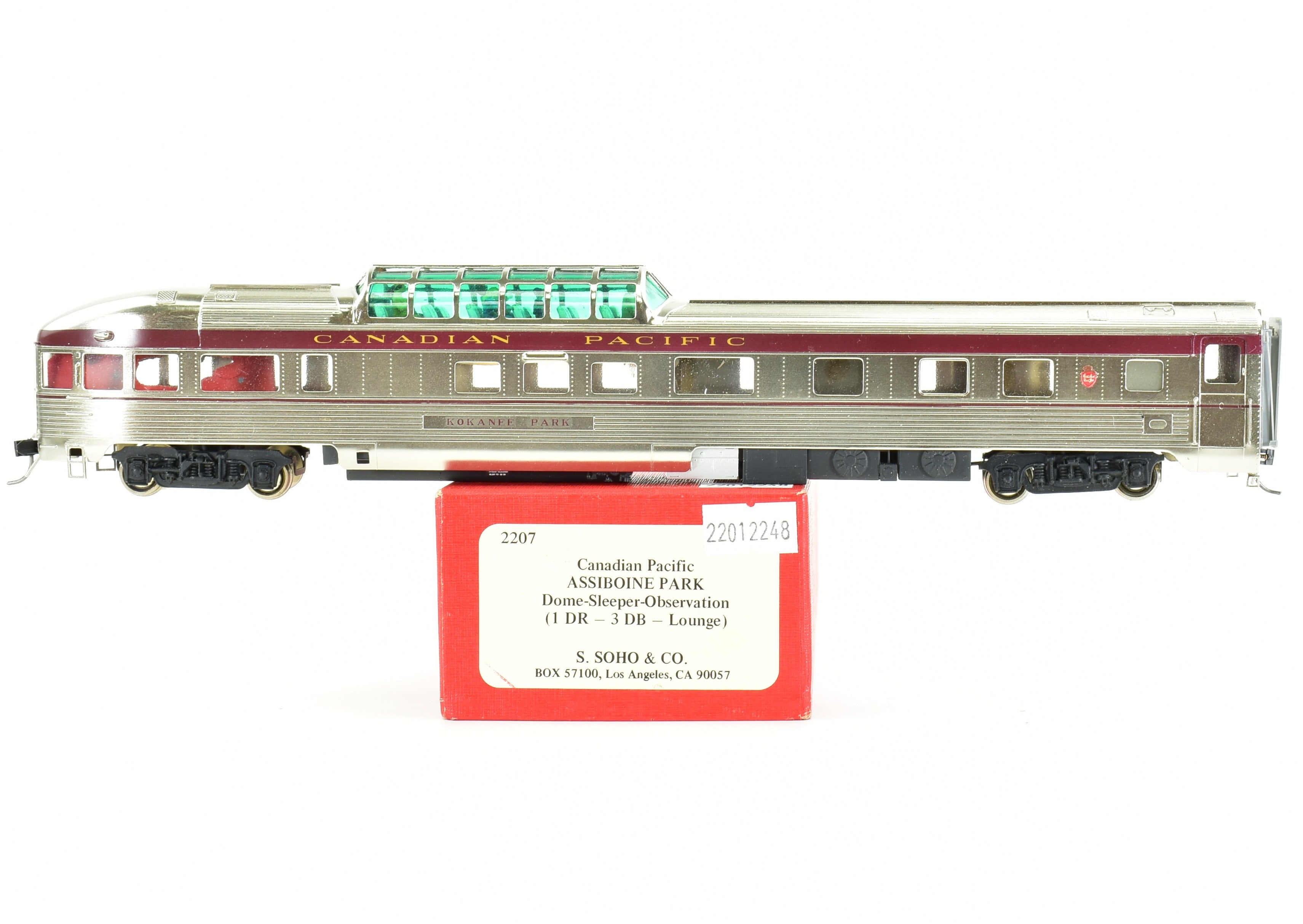 HO Scale Brass Model - S. Soho & Co. Canadian Pacific Railroad Kokanee Park Lightweight Observation Car with Custom Finishing