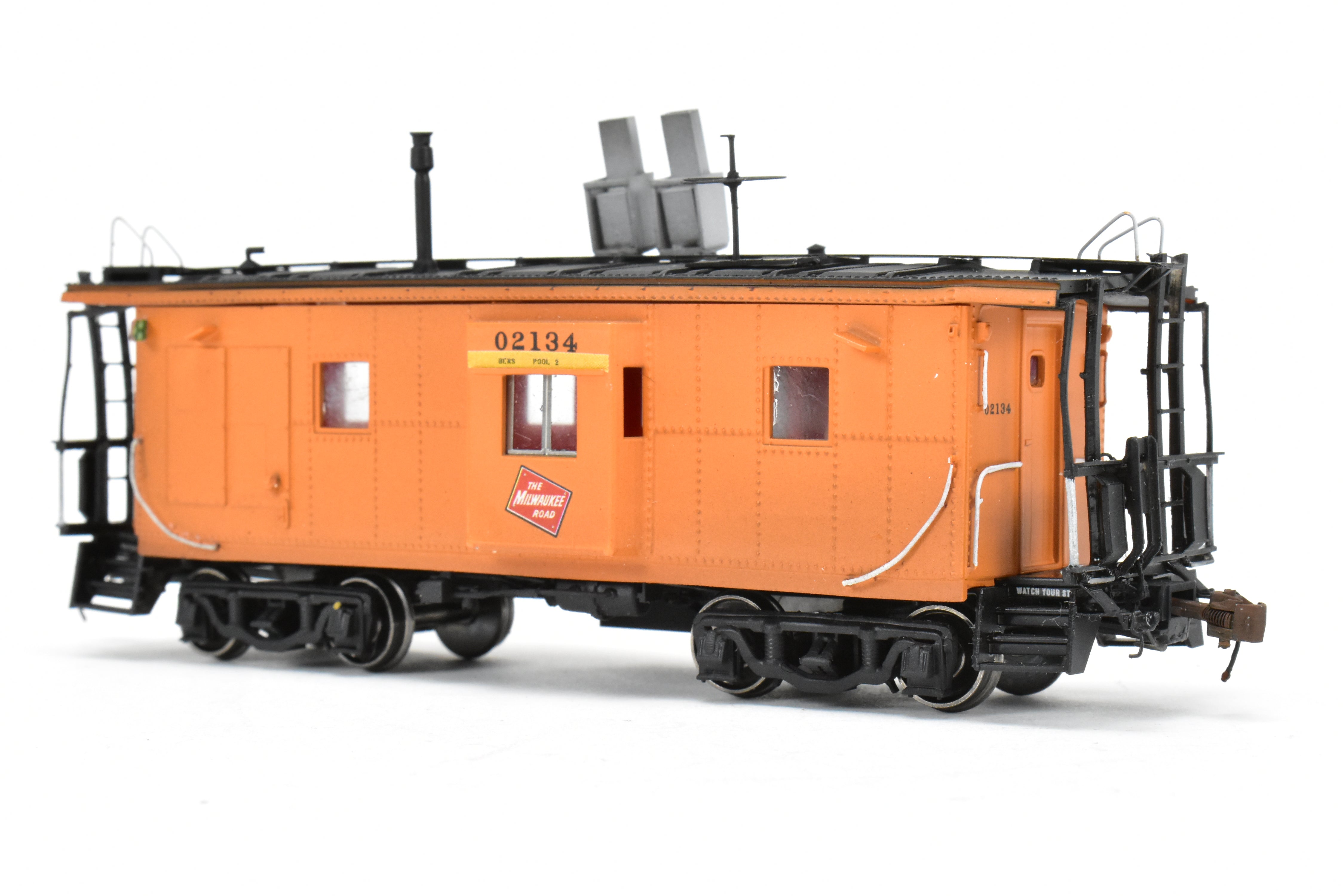 HO Scale 3D Printed Custom Painted Milwaukee Road Thrall Bay Window Caboose Model