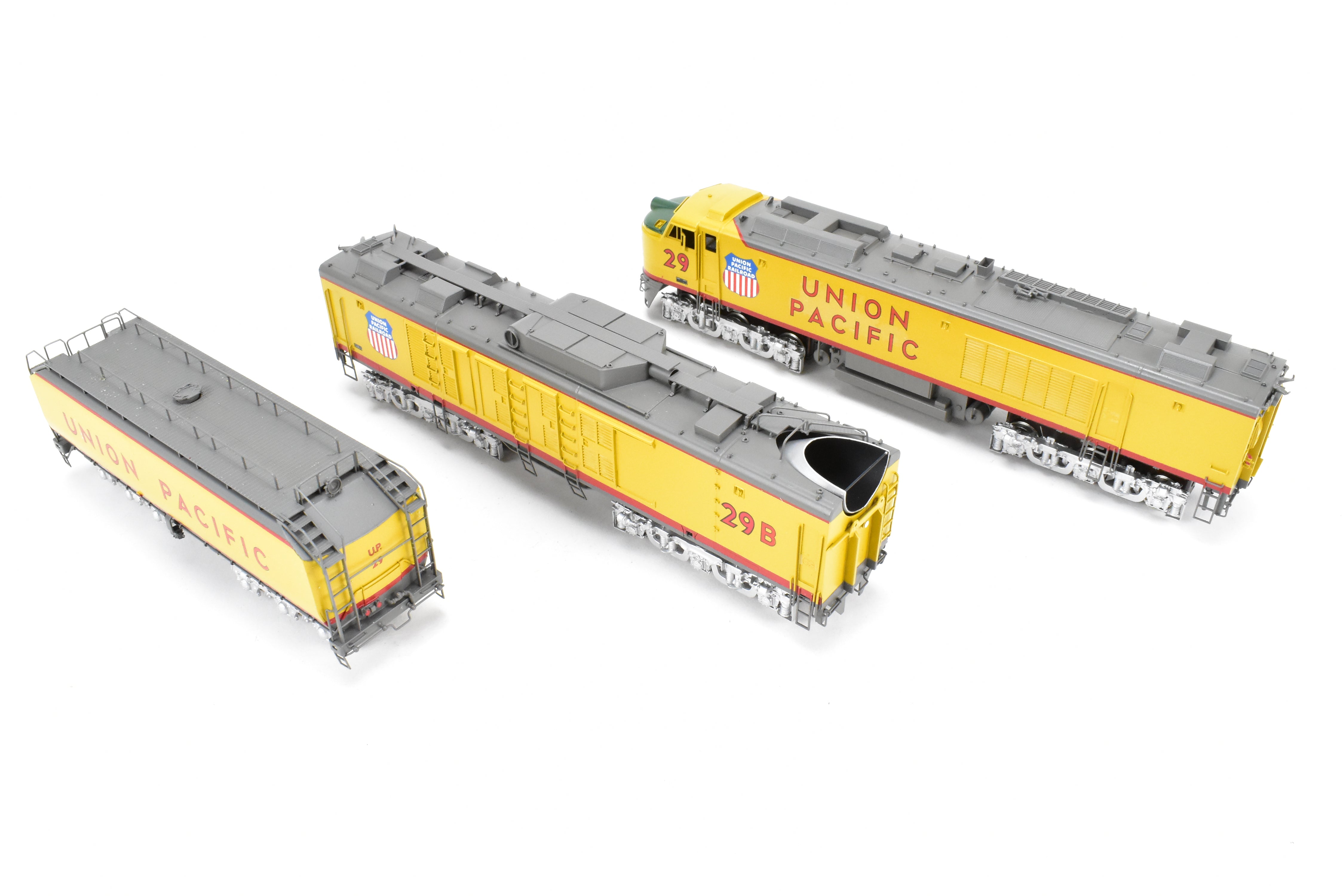 High - Quality HO Scale Brass Alco Models Union Pacific 3 - Unit Gas Turbine Electric Locomotive Set - Professionally Painted #29 & 29B
