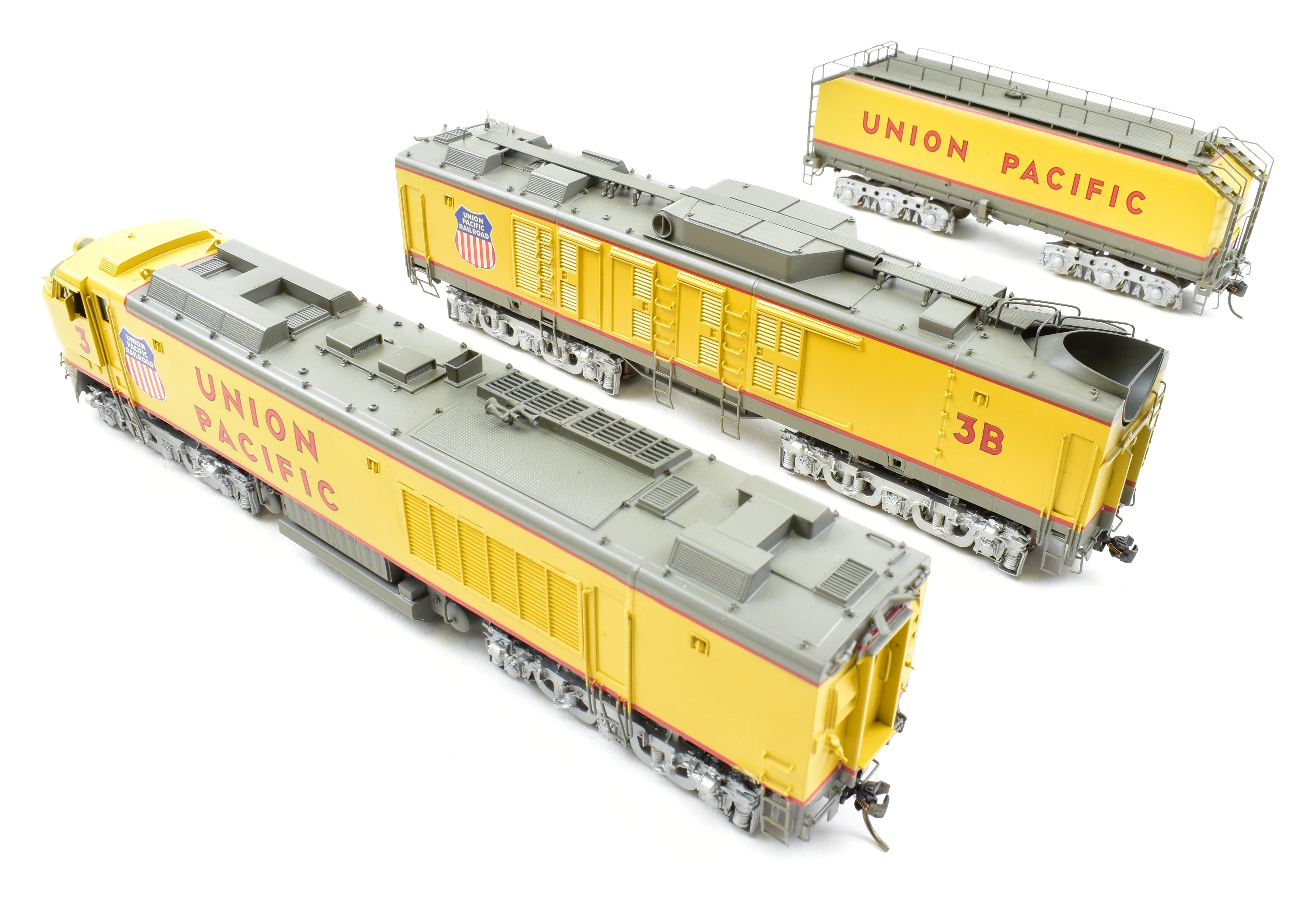 HO Scale Brass ALCO Union Pacific 3-Unit Gas Turbine Electric Model Train - Big Blow Variant with Custom Paint, DCC & Tsunami Sound