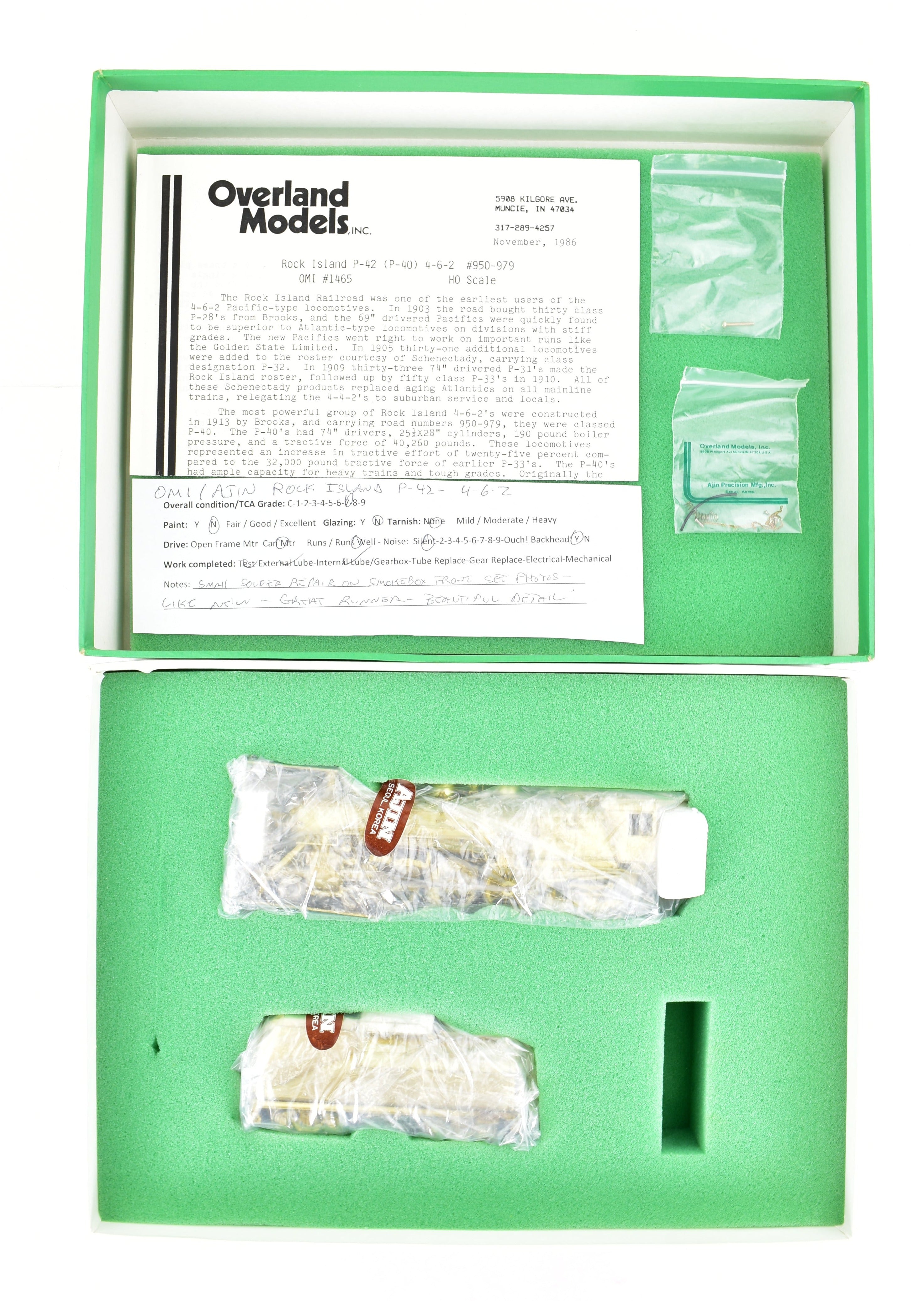 HO Scale Brass OMI Overland Models CRI&P Rock Island P - 42 4 - 6 - 2 Pacific Nos. 950 - 979