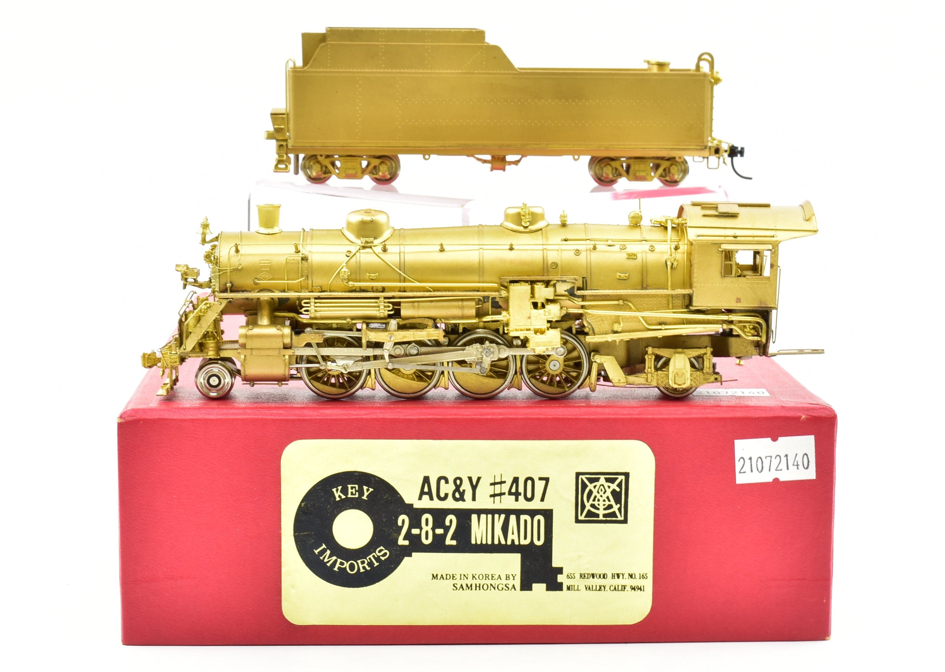 HO Scale Brass Key Imports Model of Akron Canton & Youngstown #407 2-8-2 USRA Light Mikado Locomotive