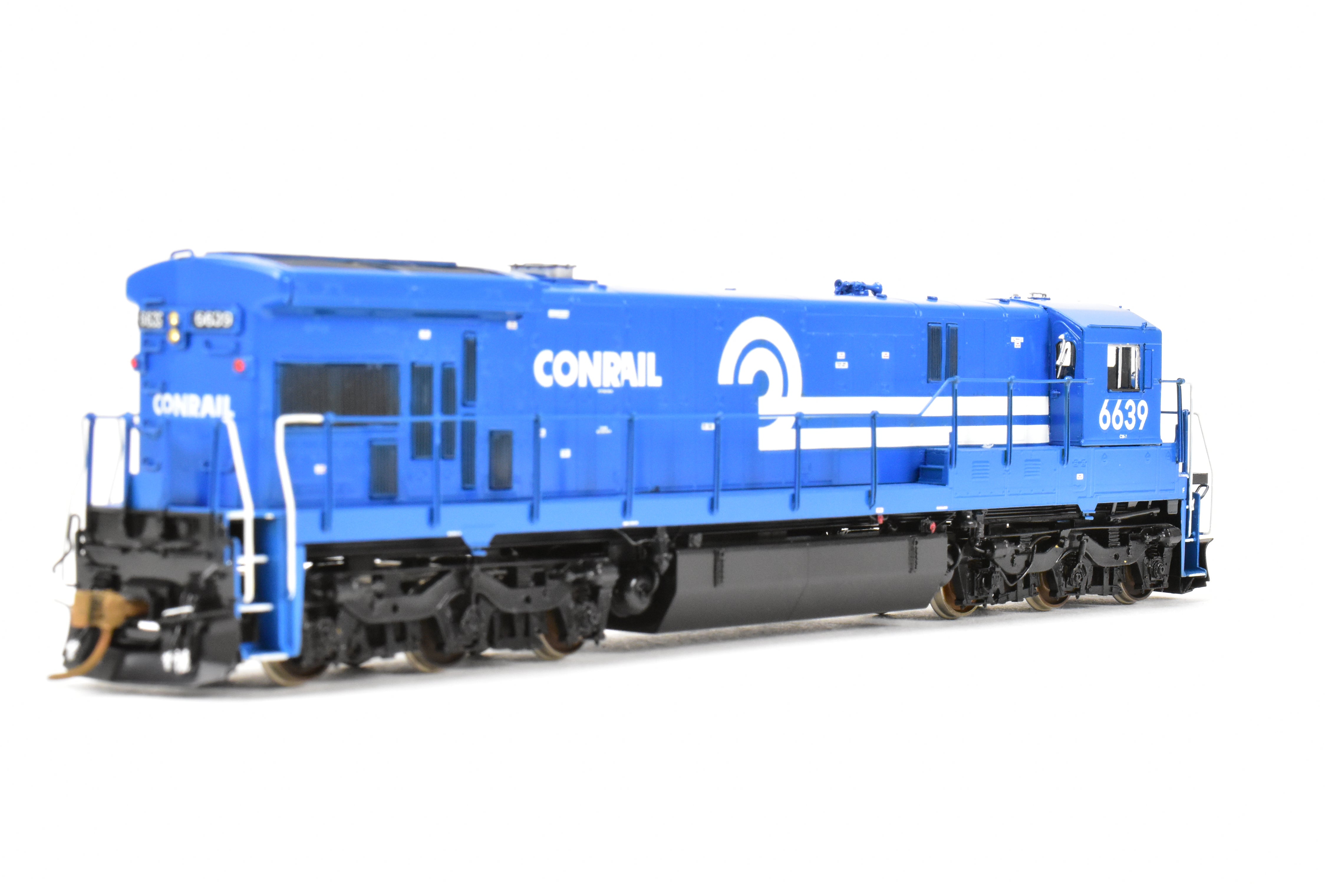 HO Scale Brass Model Train - Overland Models Inc. Conrail GE C36 - 7 Locomotive with Anti - Climber Front Porch, Professionally Painted, Number 6639