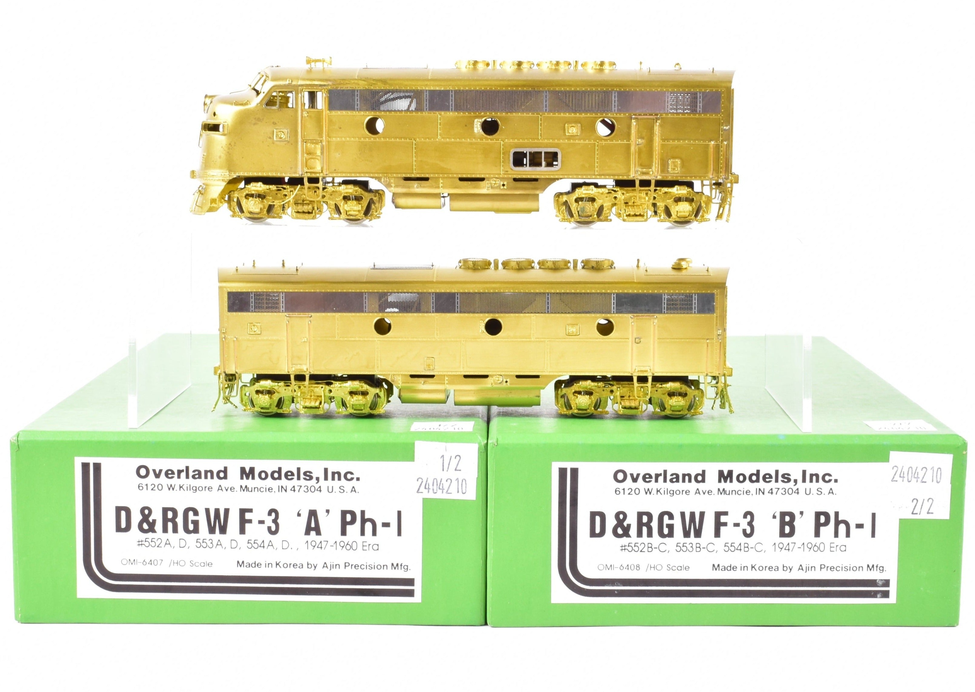 HO Brass OMI D&RGW EMD F-3 A/B Set Phase-1 1947 - 1960 Era Models