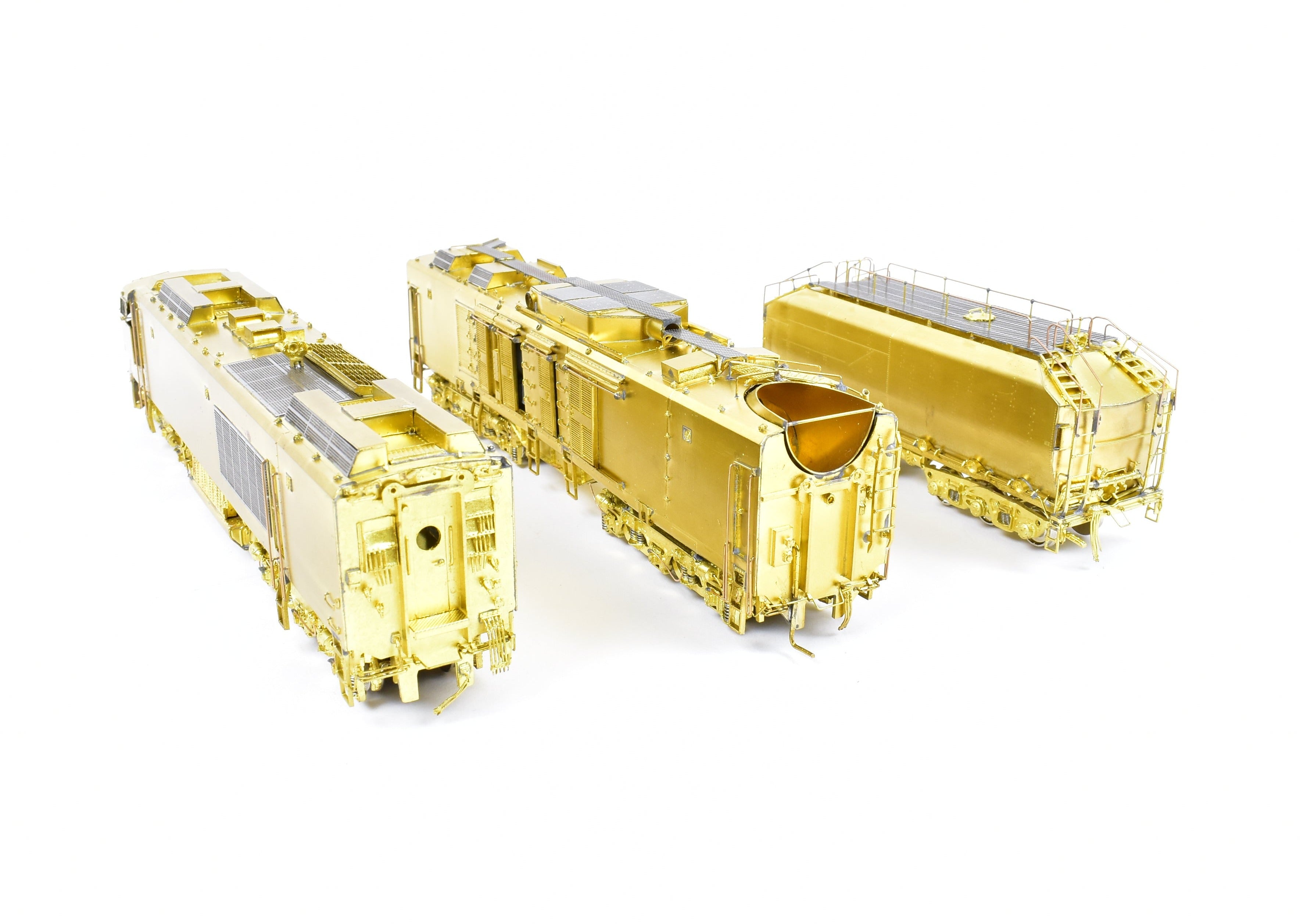 HO Scale Brass Model Train Set - Overland Models, Inc. Union Pacific GE 8500 HP Gas Turbine Big Blow 3-Unit Unpainted Set with Raised Farr Inlet Silencer and Riveted Tender