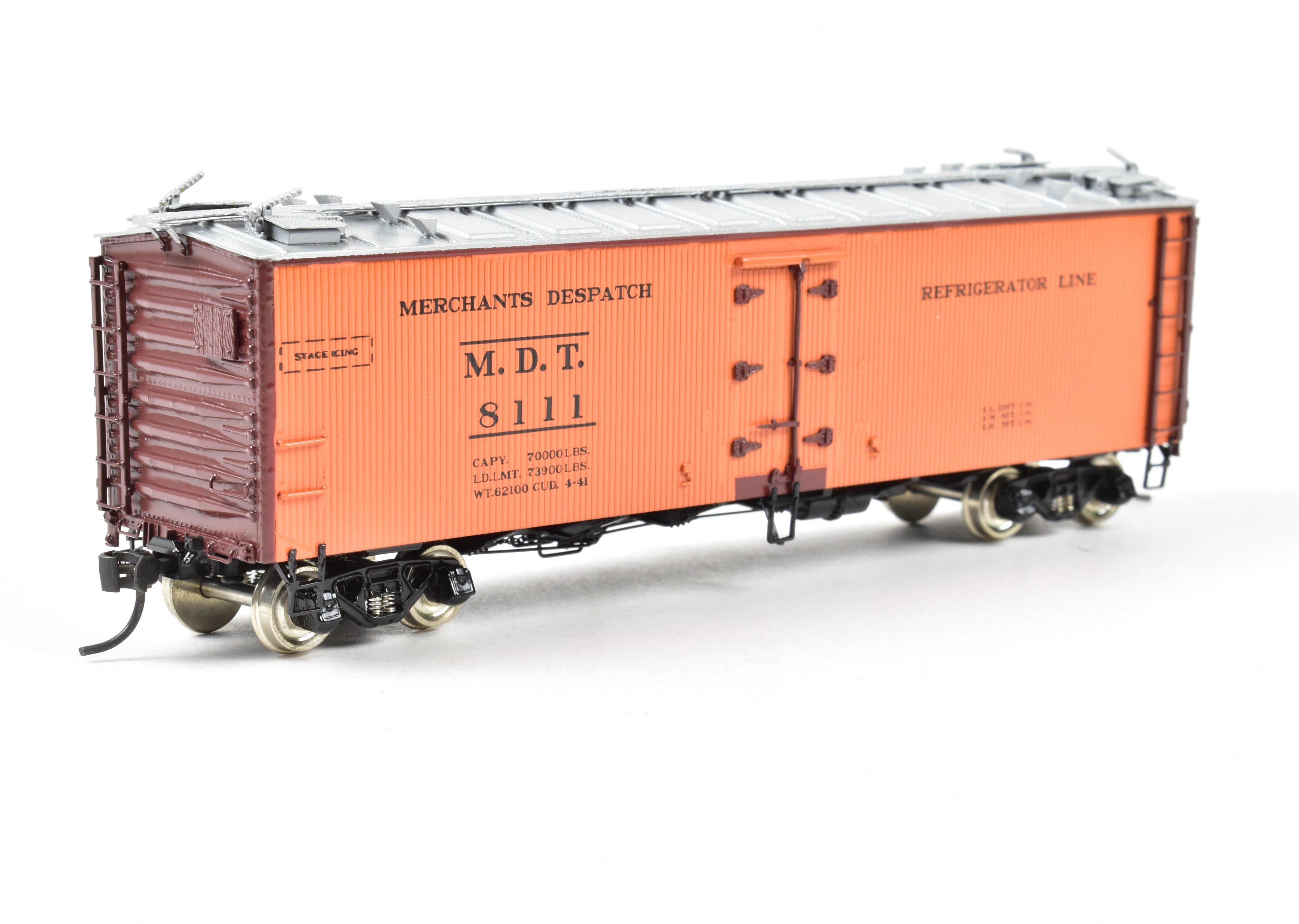 HO Scale Brass Merchants Despatch Composite Refrigerator Car Model by Overland Models, Inc. (OMI) with Various Road Designs and Part Number OMI - 3249.1