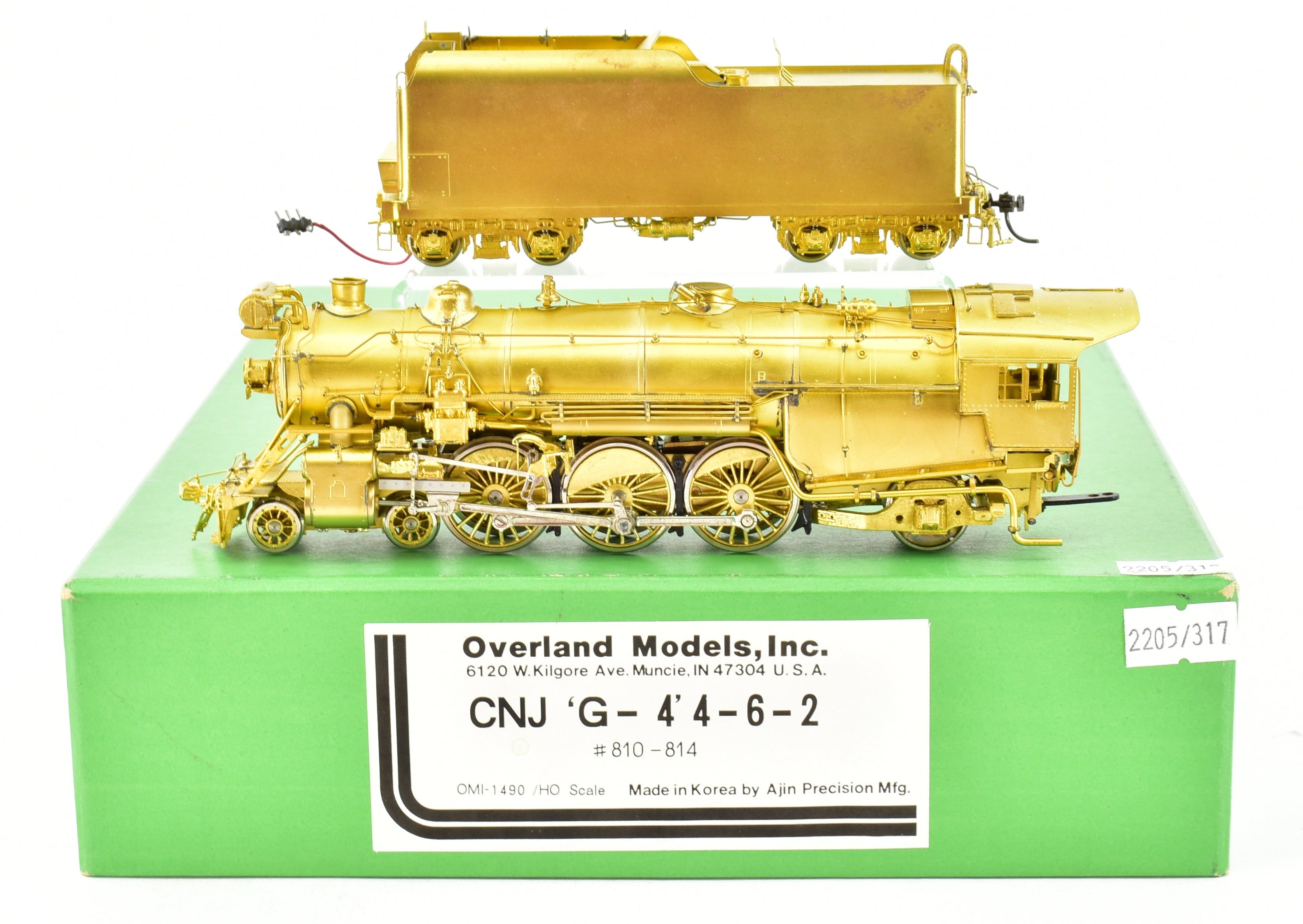 HO Brass OMI Overland Models CNJ G-4 4-6-2 #810 - 814 Locomotive Model