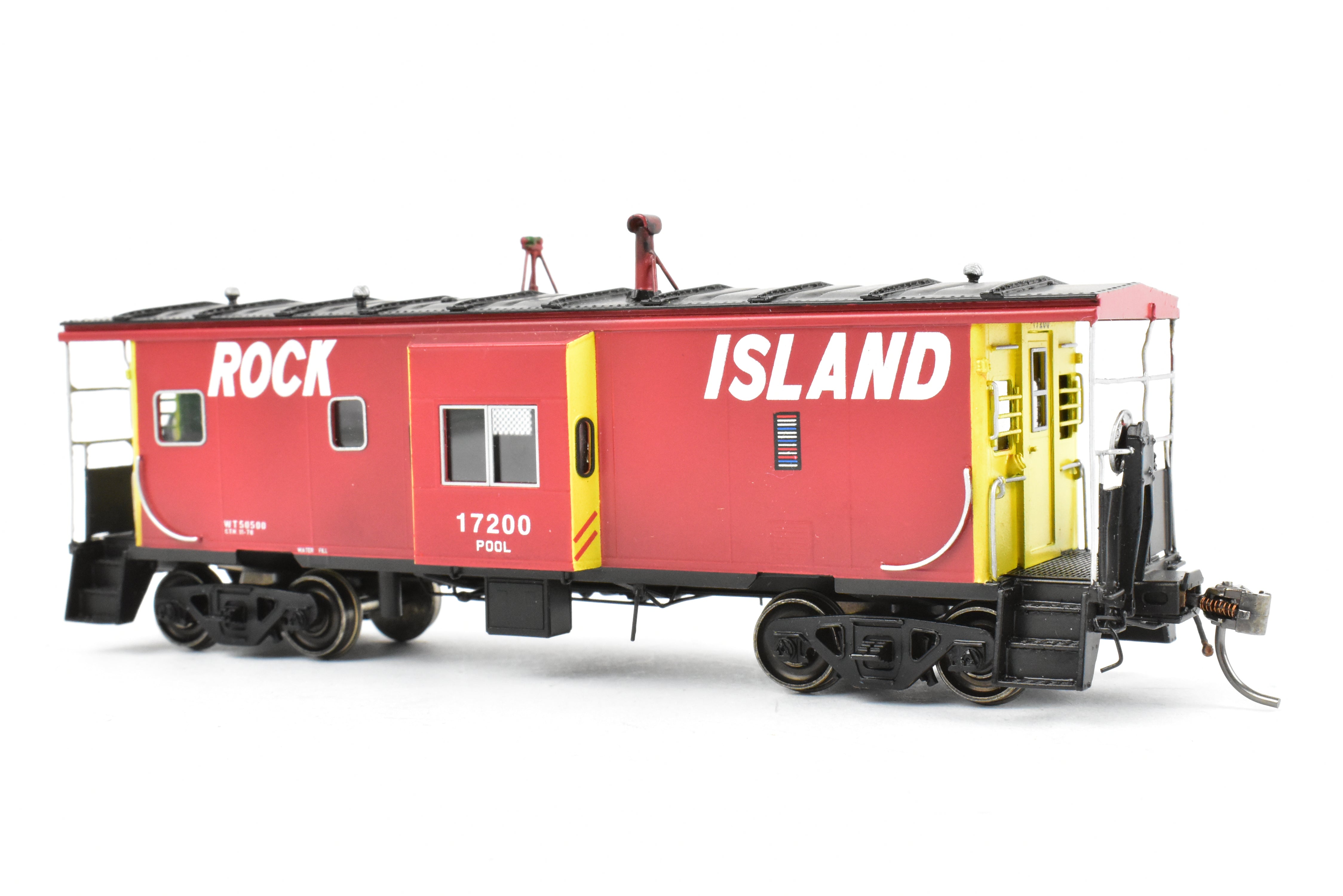 HO Scale Brass Model - Overland Models, Inc. (OMI) CRI&P Rock Island Bay - Window Caboose, Freight/Passenger #17200 with Light Weathering