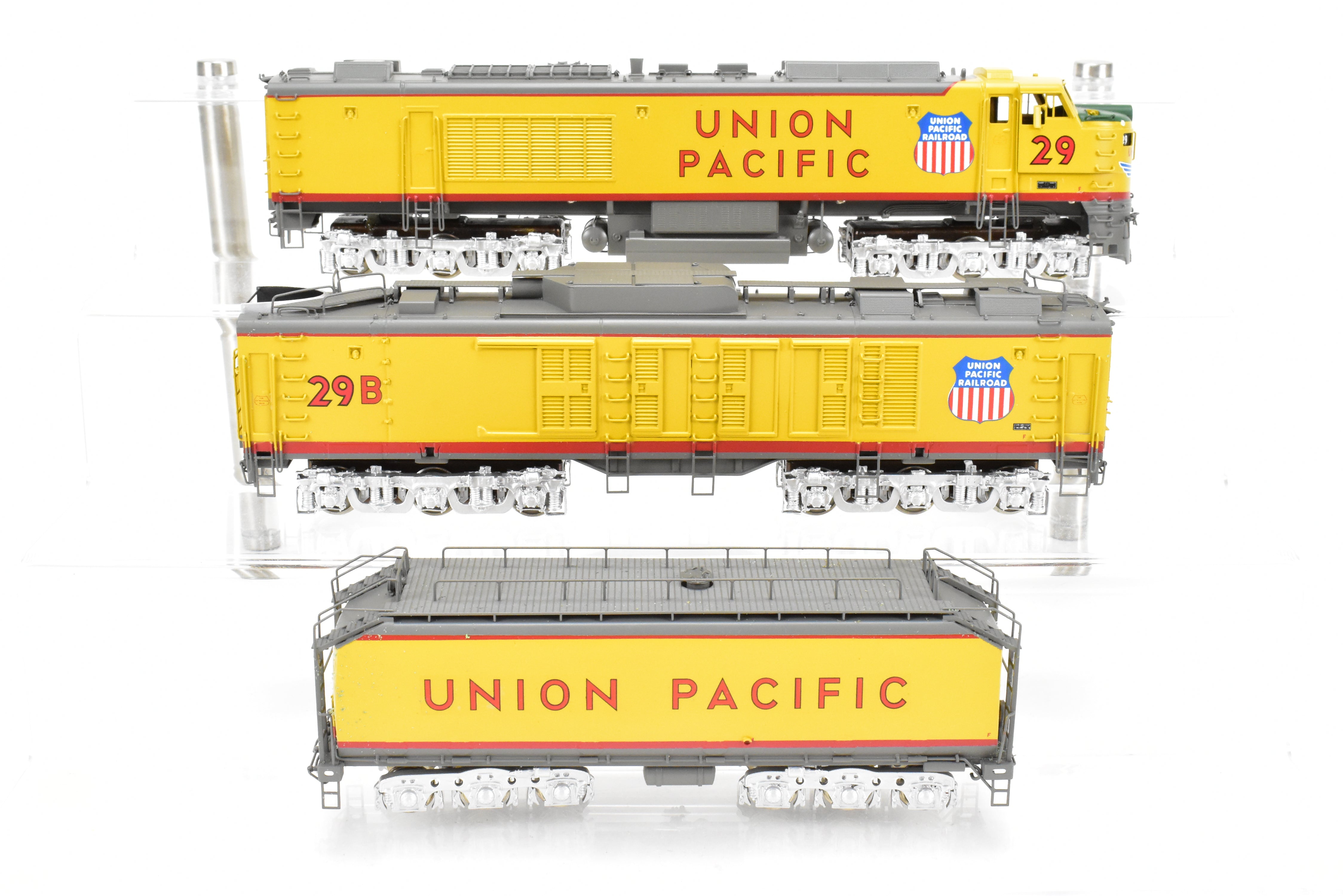 High - Quality HO Scale Brass Alco Models Union Pacific 3 - Unit Gas Turbine Electric Locomotive Set - Professionally Painted #29 & 29B