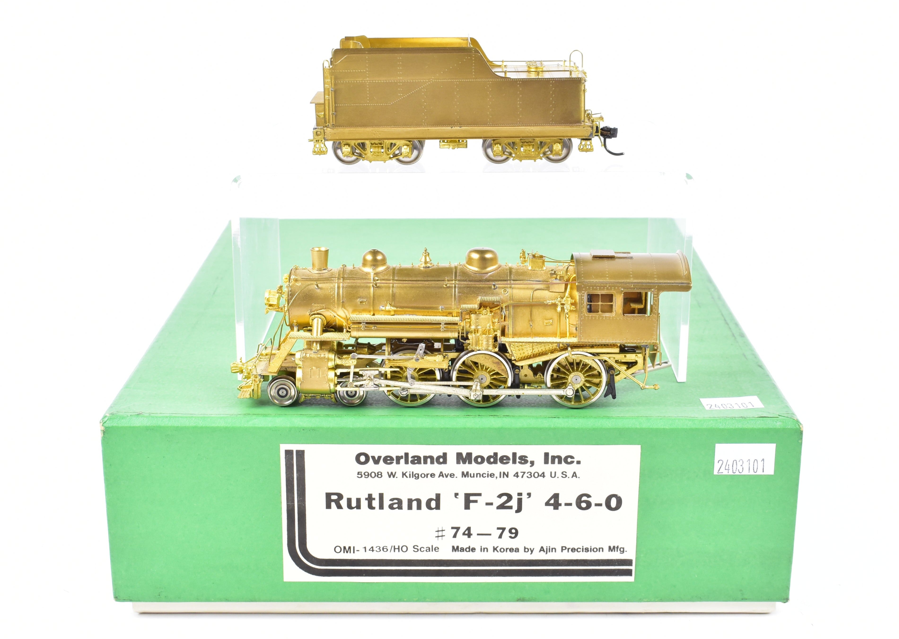 HO Scale Brass Model Train - Overland Models Inc. Rutland Railroad F - 2j 4 - 6 - 0 Locomotive Series #74 - 79