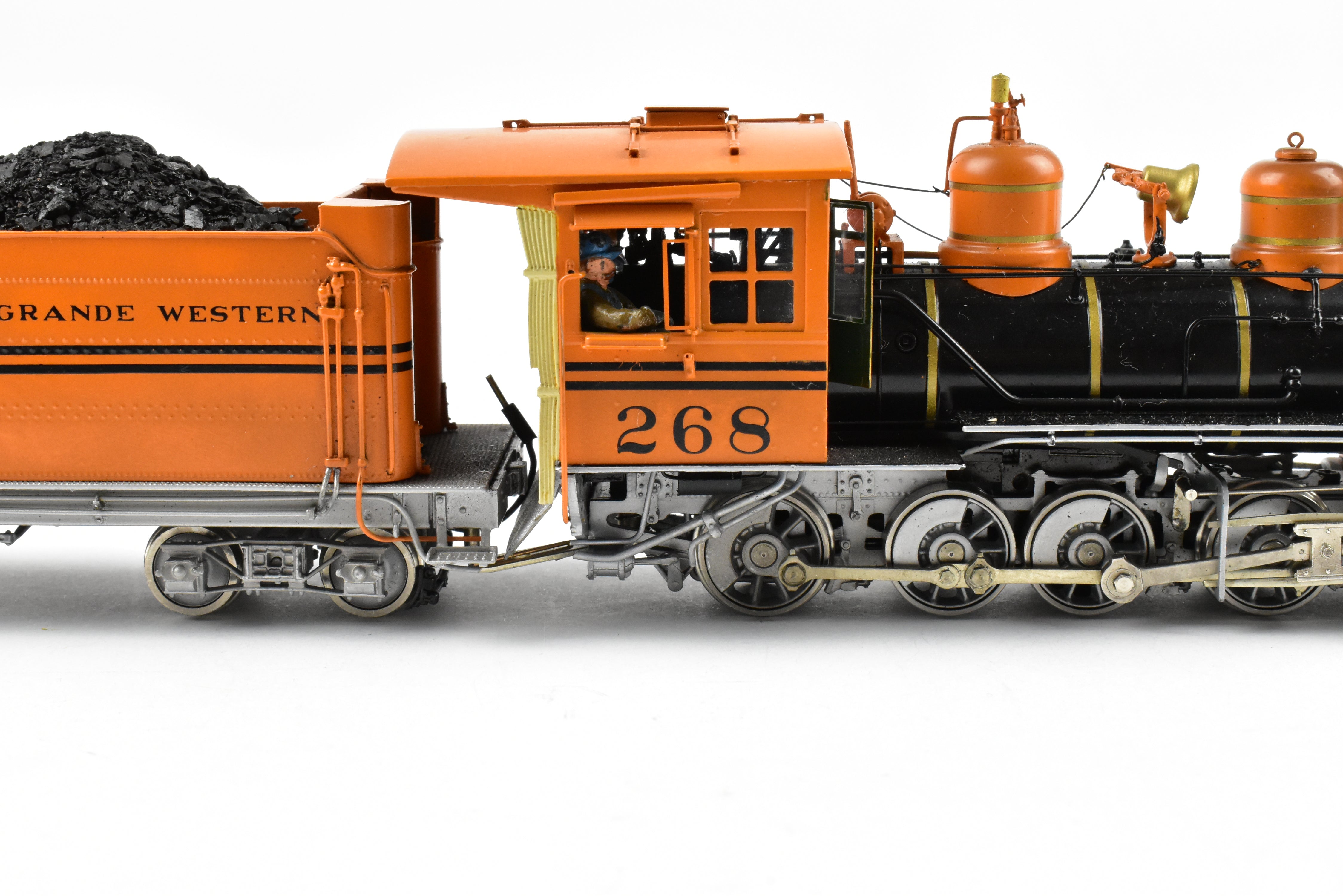 1989 Sn3 Brass Steam Locomotive Milestone Models D&RGW - Denver & Rio Grande Western Class C - 16 2 - 8 - 0 #268 with Bumblebee Scheme in Excellent Condition