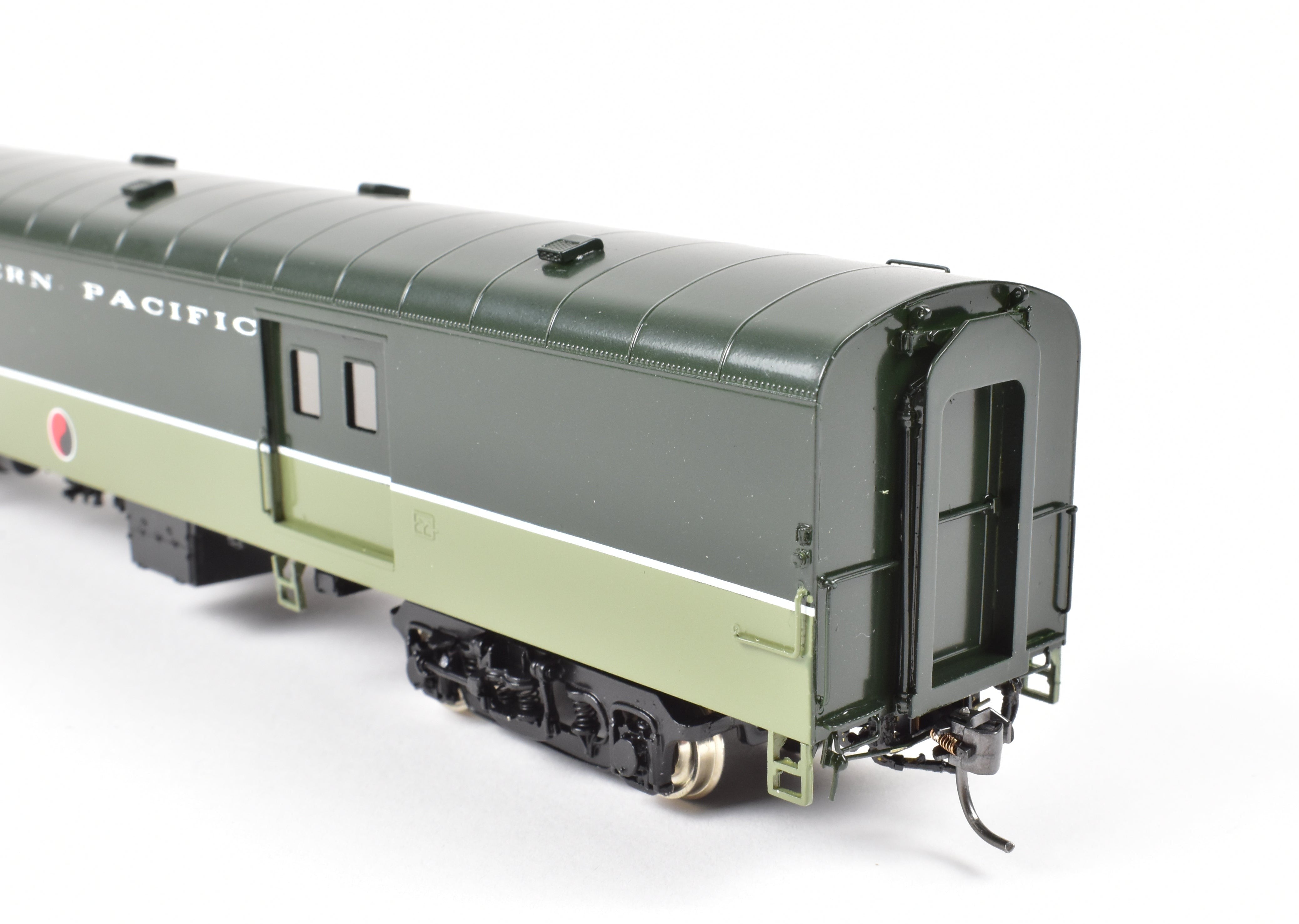 HO Scale Brass Model Railroad Baggage Car by A. W. Enterprises - Northern Pacific #203 - 239 Professionally Painted in North Coast Limited Lowey Scheme
