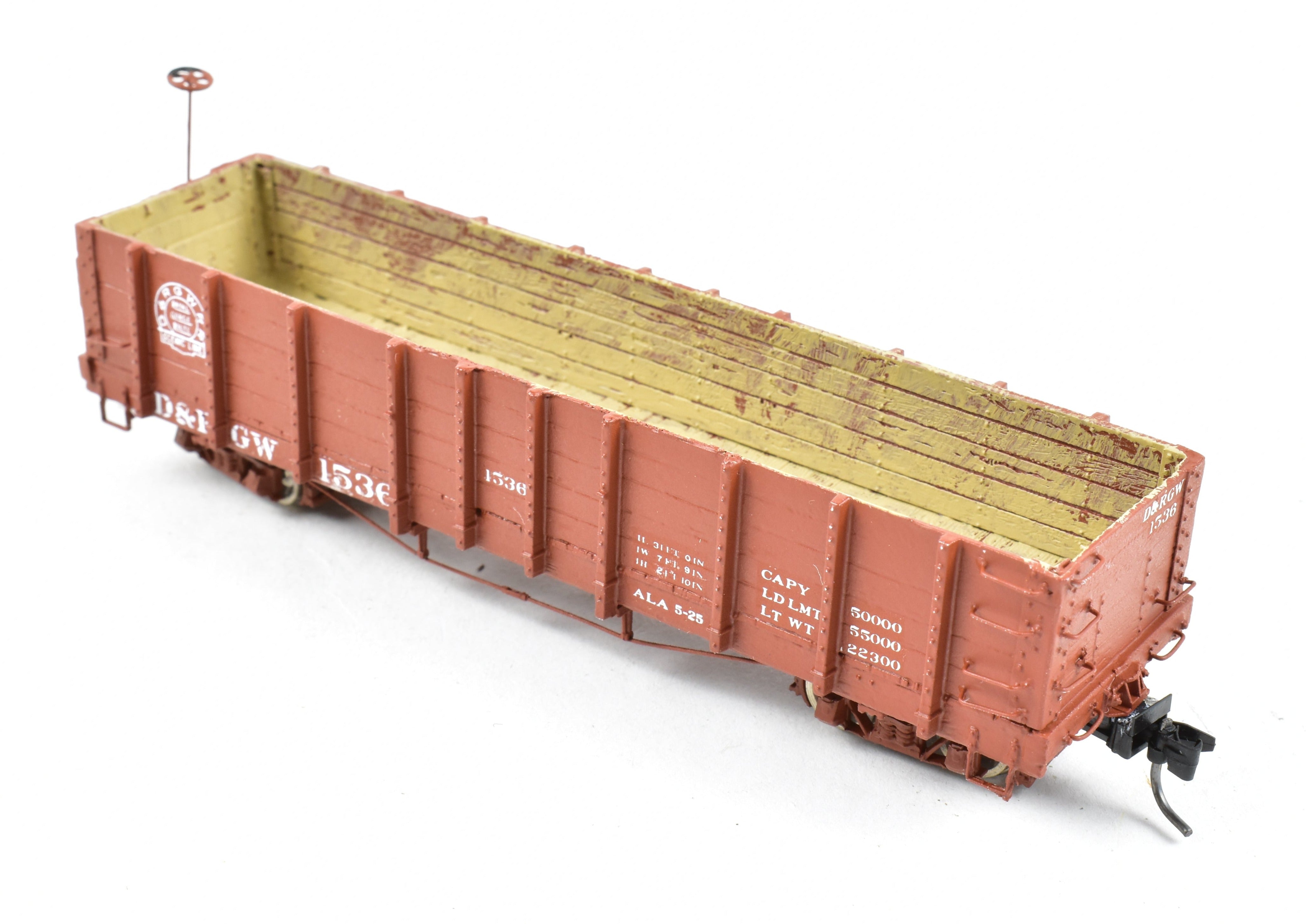 1930s HOn3 Scale Pro - Built Denver & Rio Grande Western (D&RGW) Gondola Model by Leadville Supply Company, Herald #1536