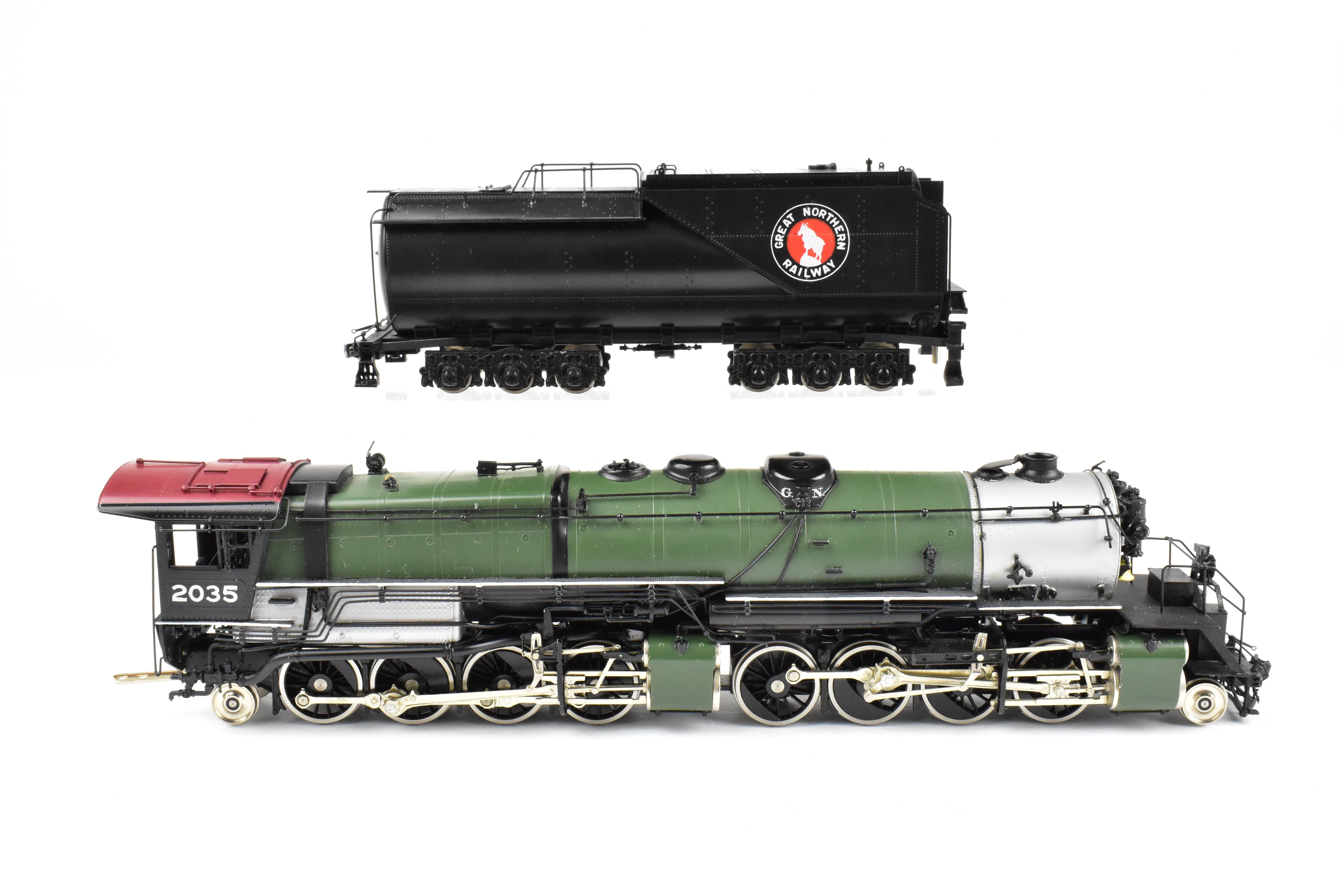 HO Scale Brass Model Train - Oriental Limited GN - Great Northern R - 1 2 - 8 - 8 - 2 Open Cab Version in Glacier Park Scheme No. 2035