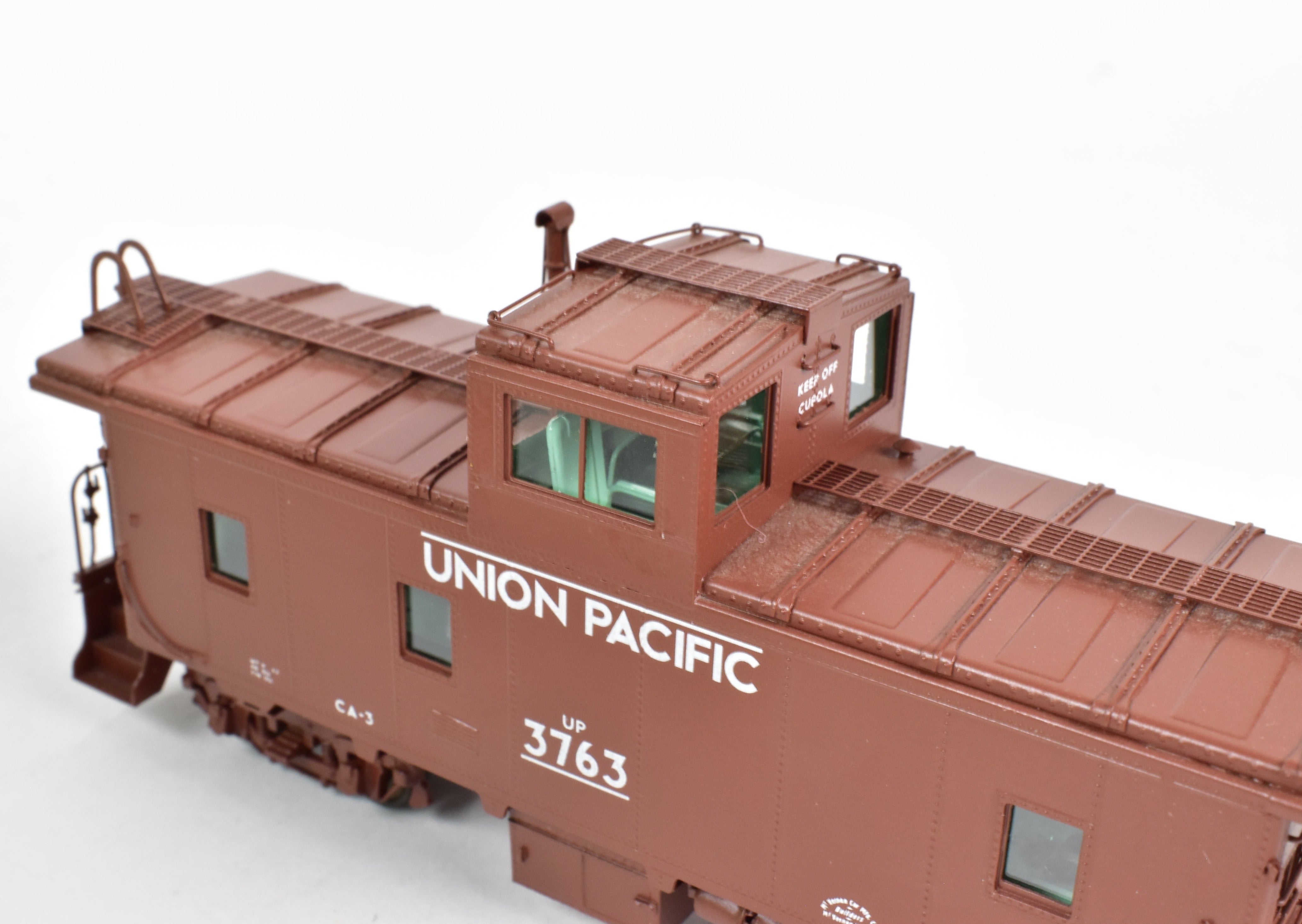 HO Scale Brass Union Pacific CA - 3 Caboose Model by Overland Models, Inc. (OMI), 2000 Run, Freight Car Red with Original White Lettering, FP No. 3763