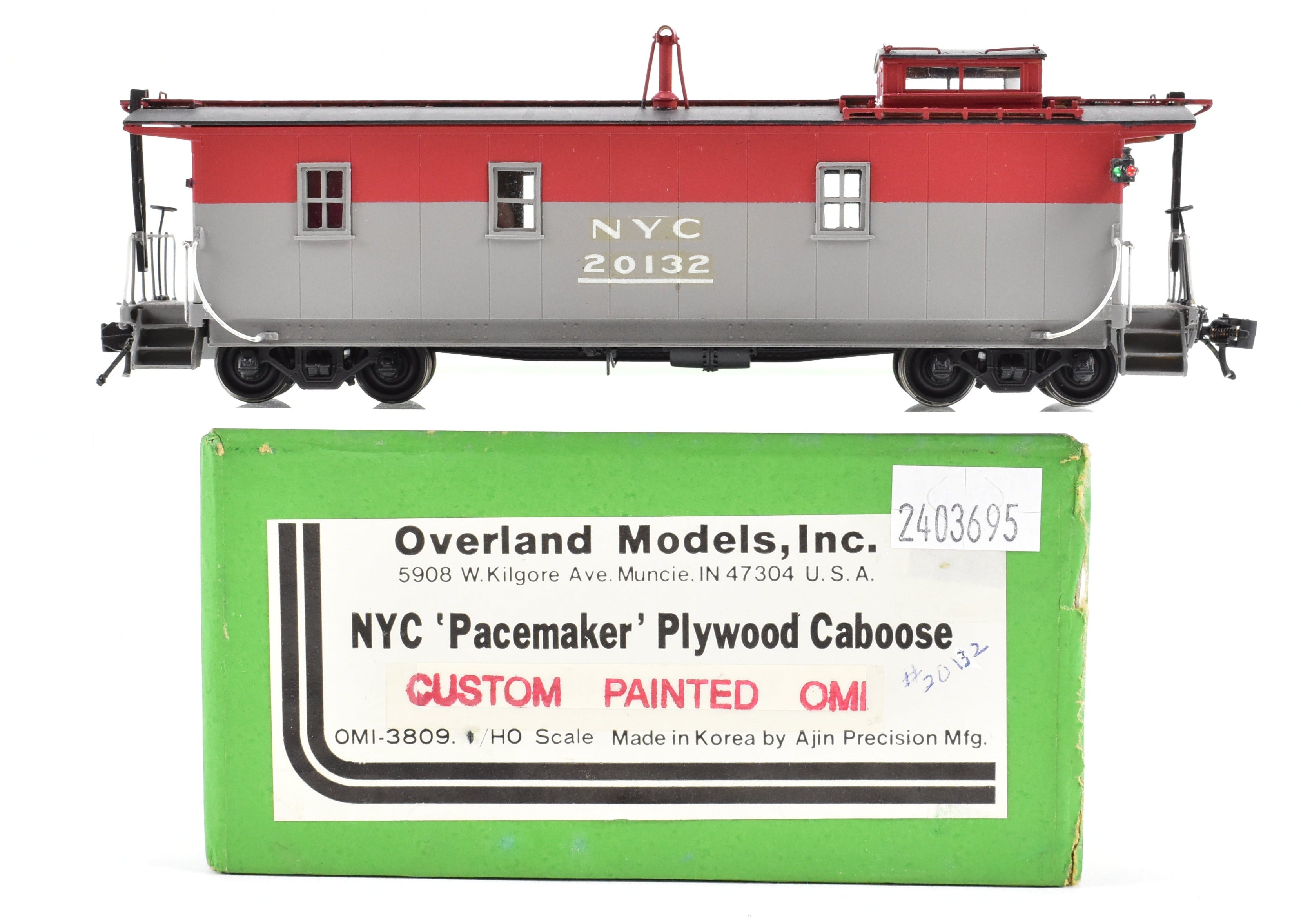 HO Scale Brass NYC - New York Central Pacemaker Plywood Caboose Model by Overland Models, Inc. (OMI), Custom Painted OMI No. 20132