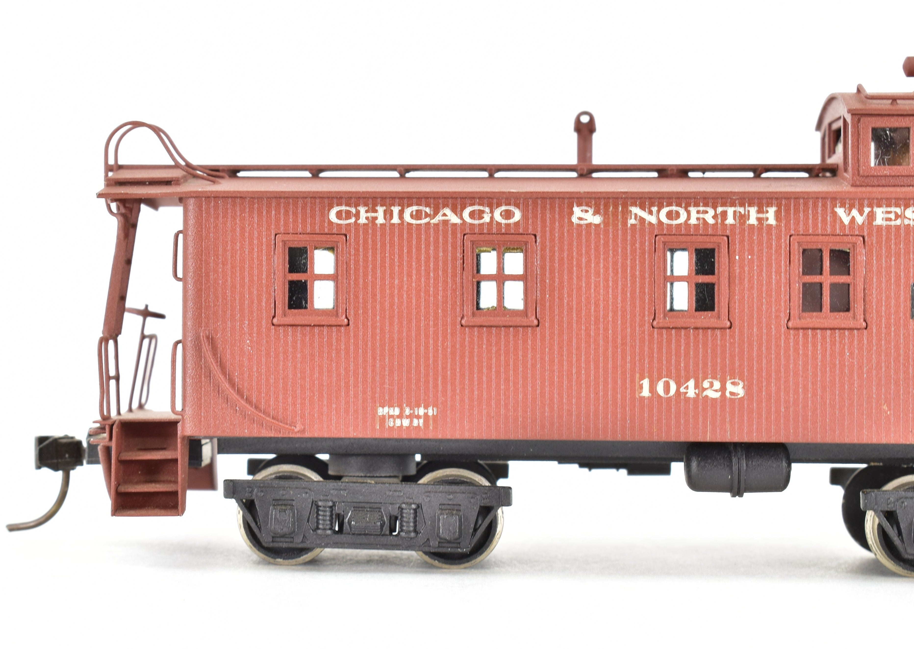 HO Scale Custom Painted Brass Wood Caboose Model by Trains Inc. for Chicago & North Western (C&NW) Railway