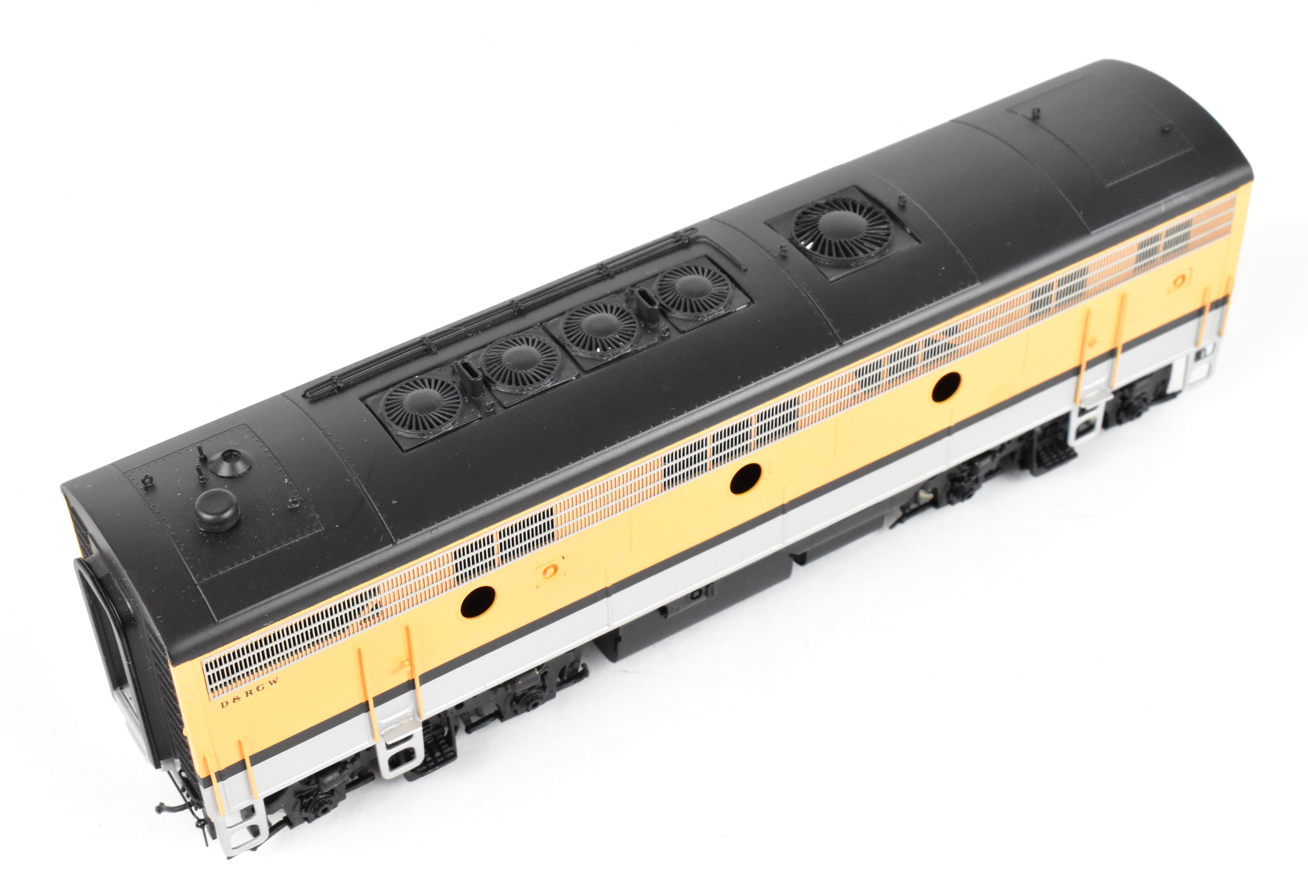 HO Scale Brass Model Train - Oriental Limited D&RGW Rio Grande EMD F9 A/B/B Set with 1750 HP Each and Factory Painted Finish