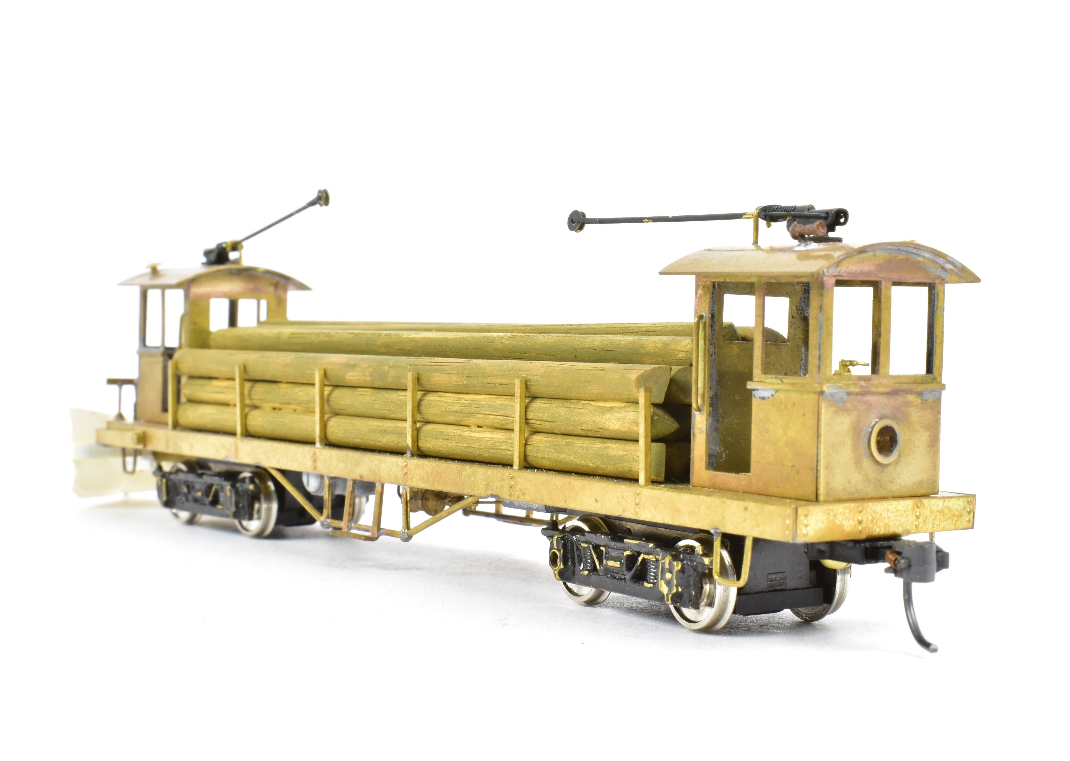 Custom - Built HO Scale Brass Traction Line Pole Car with Load from an Unknown Japanese Importer