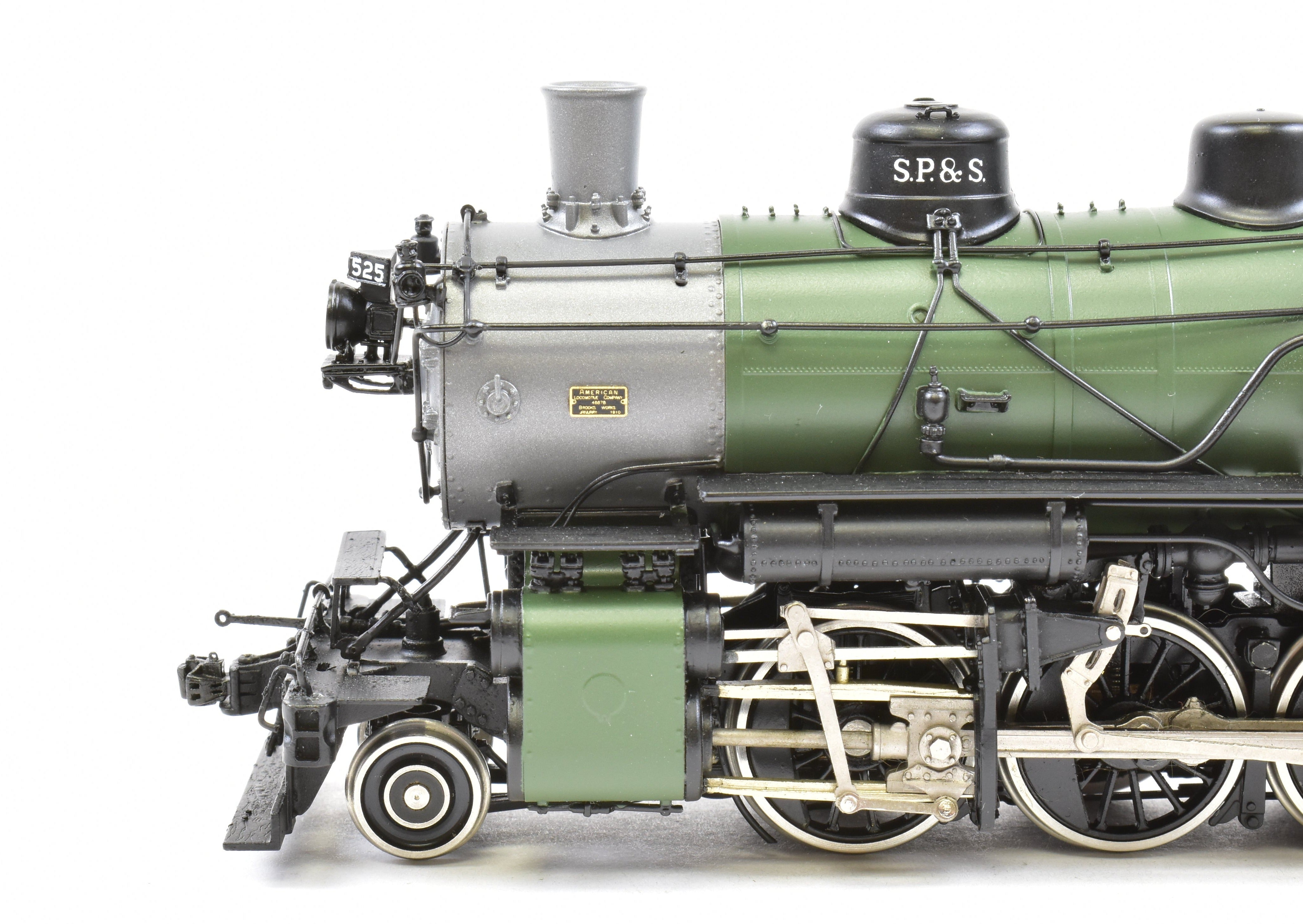 HO Scale Brass Model Train - W&R Enterprises SP&S - Spokane, Portland & Seattle Railway Class O - 2 2 - 8 - 2 FP Glacier Scheme Locomotive No. 525