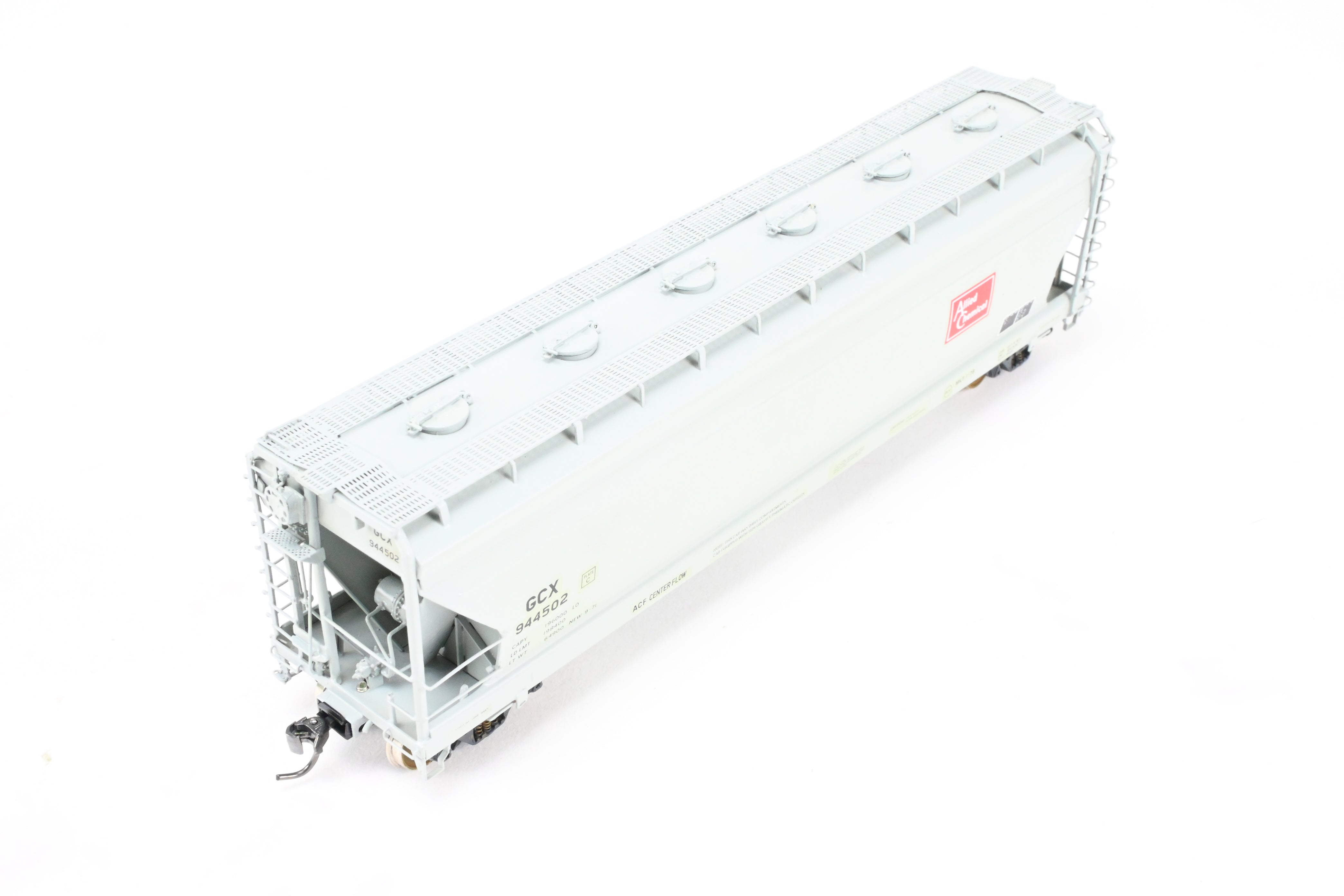 HO Scale Brass Model - Overland Models, Inc. Various Roads ACF 3 - Bay Counterflow 4650 Cubic Feet Covered Hopper Railway Model with 6 Round Hatches for CP Allied Chemical #944502